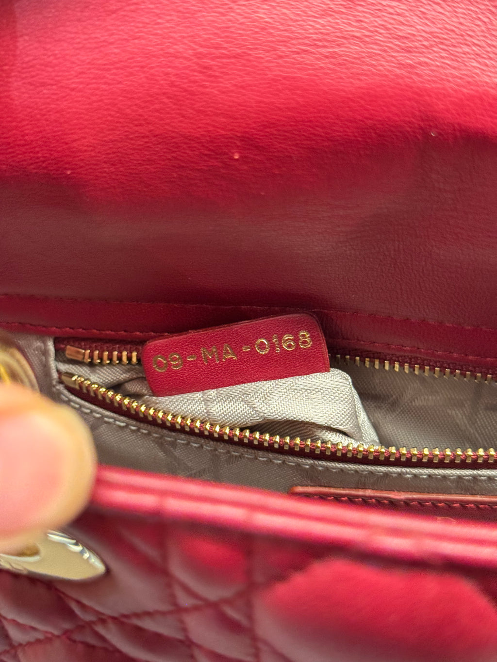 Lady Dior Small Red Strap Pin