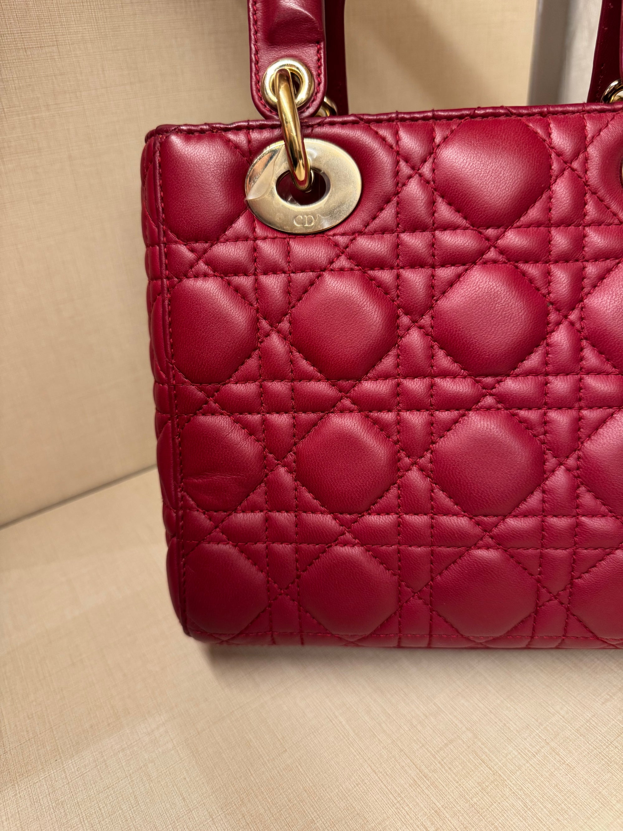 Lady Dior Small Red Strap Pin