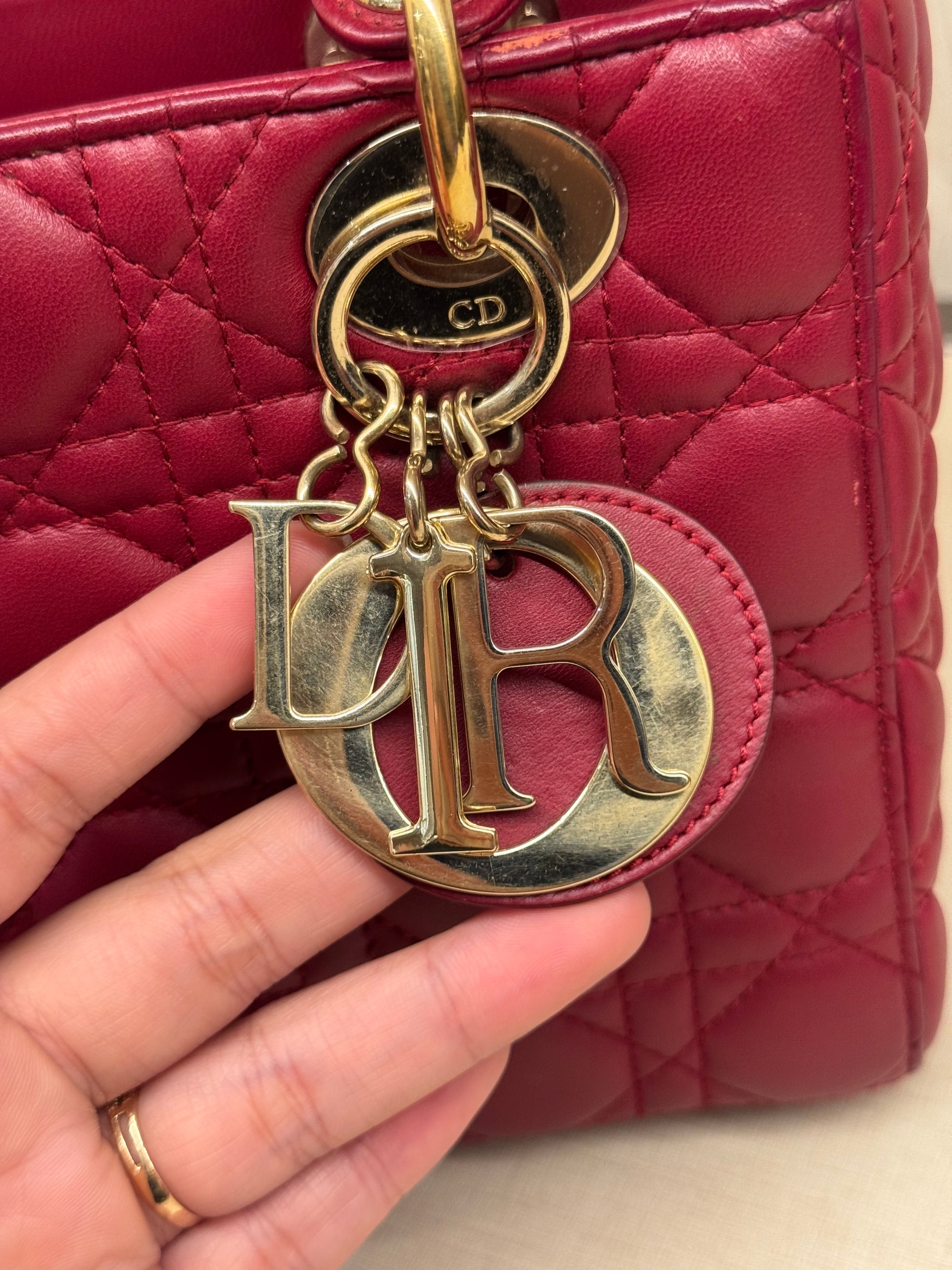 Lady Dior Small Red Strap Pin