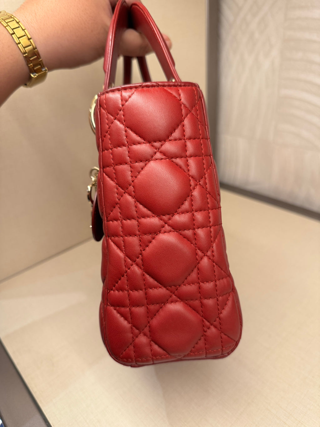 Lady Dior Small Red Strap Pin