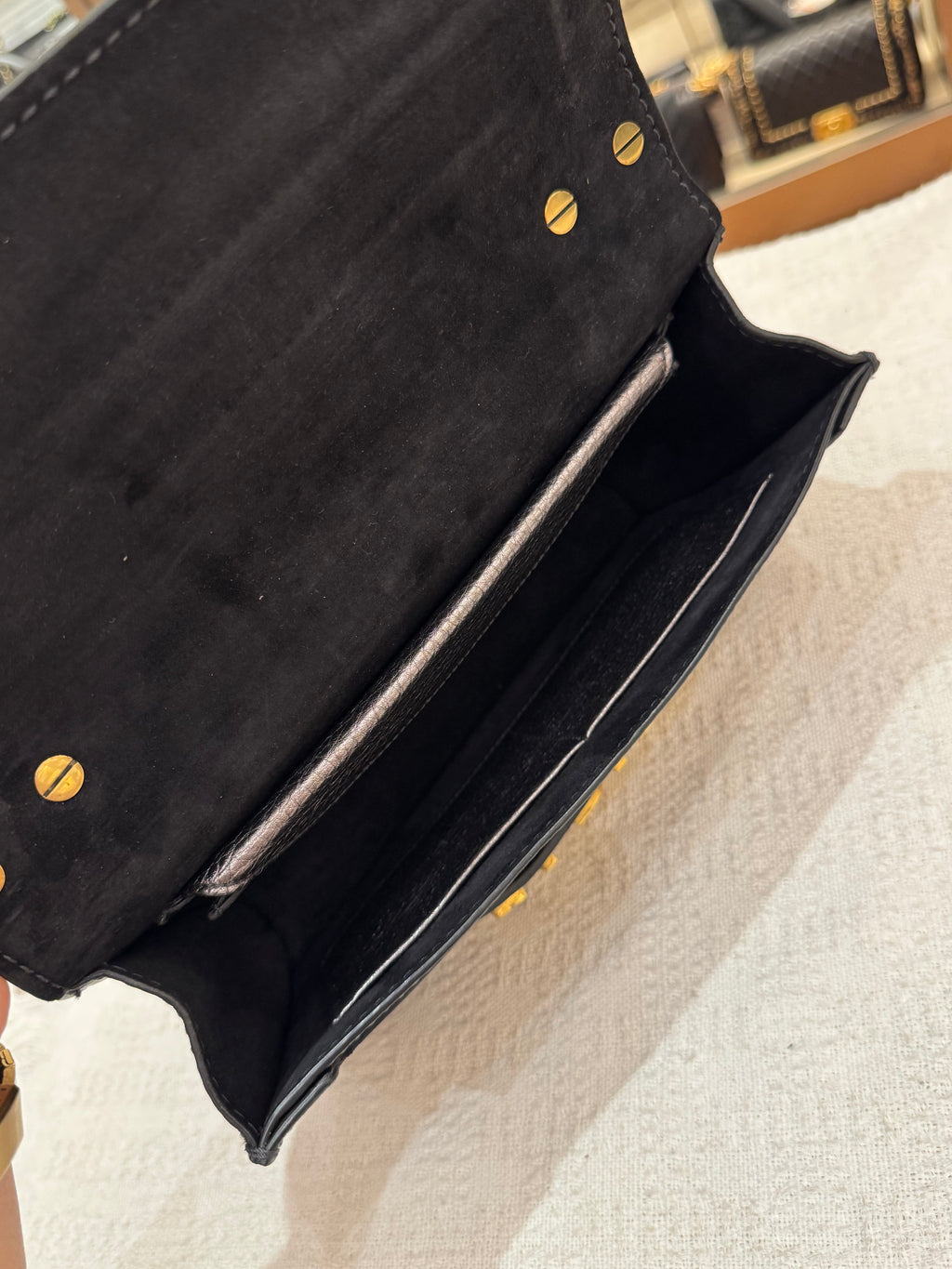 J'Adior Chain Flap Dark Grey Metalic