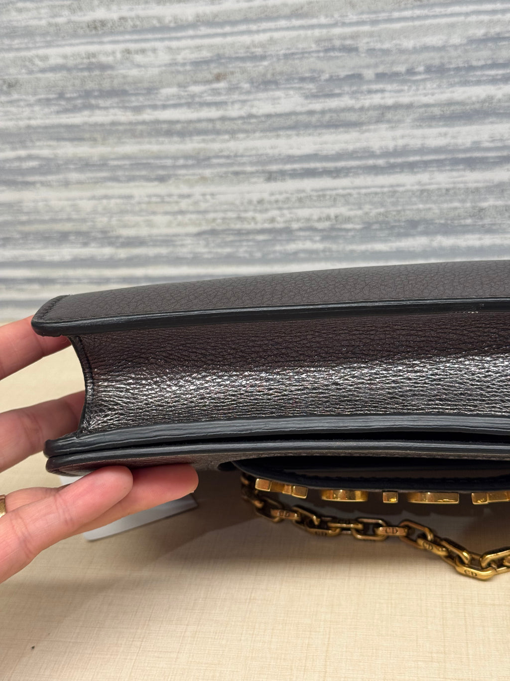 J'Adior Chain Flap Dark Grey Metalic