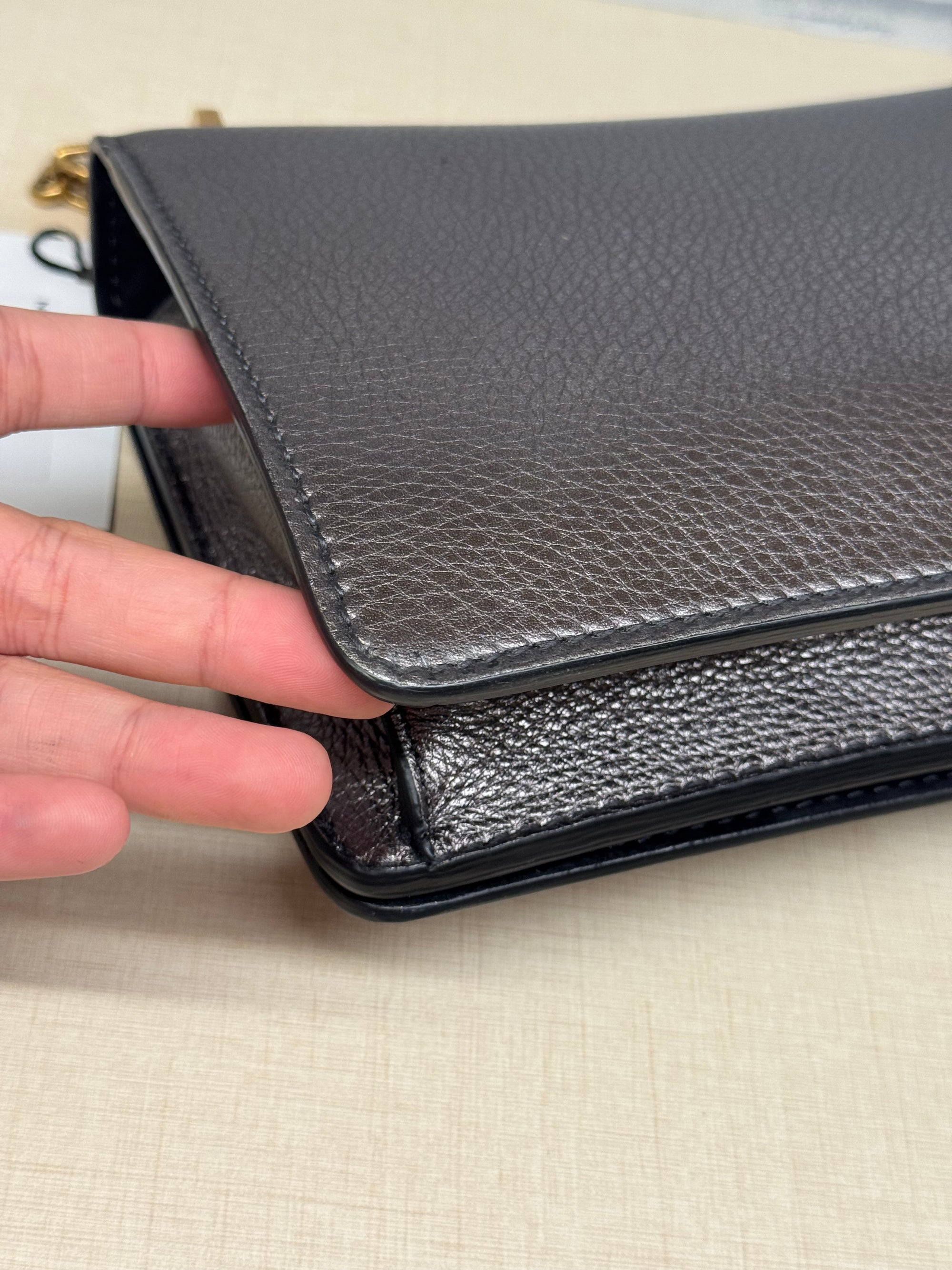 J'Adior Chain Flap Dark Grey Metalic