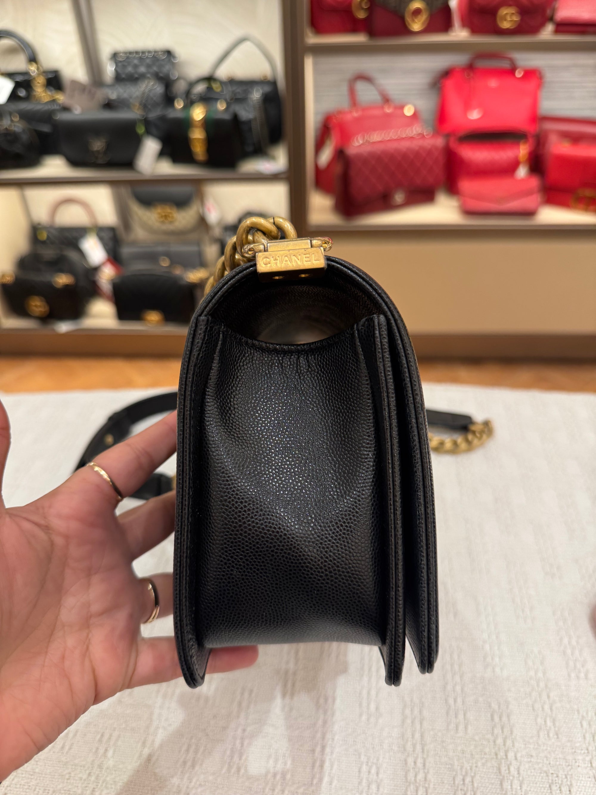 Chanel Boy Caviar Old Meidum Black GHW
