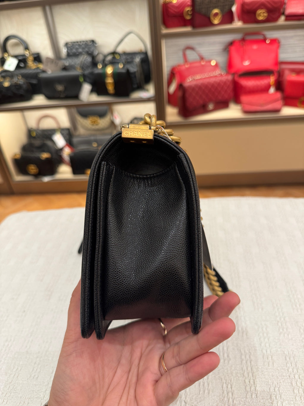 Chanel Boy Caviar Old Meidum Black GHW