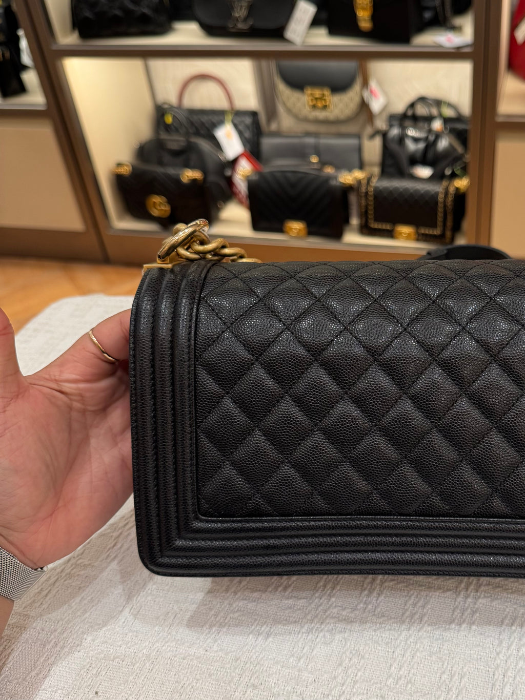 Chanel Boy Caviar Old Meidum Black GHW