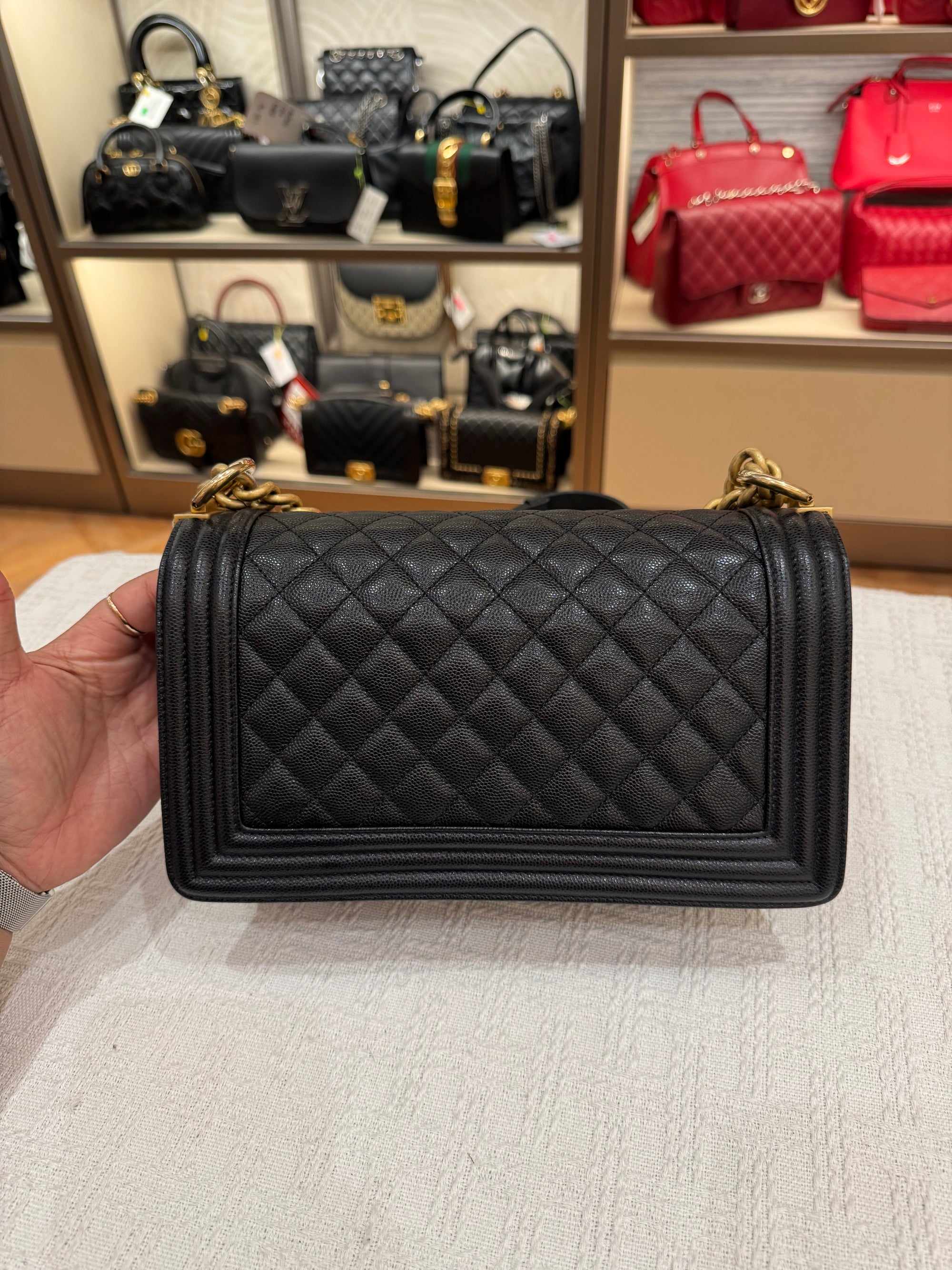 Chanel Boy Caviar Old Meidum Black GHW
