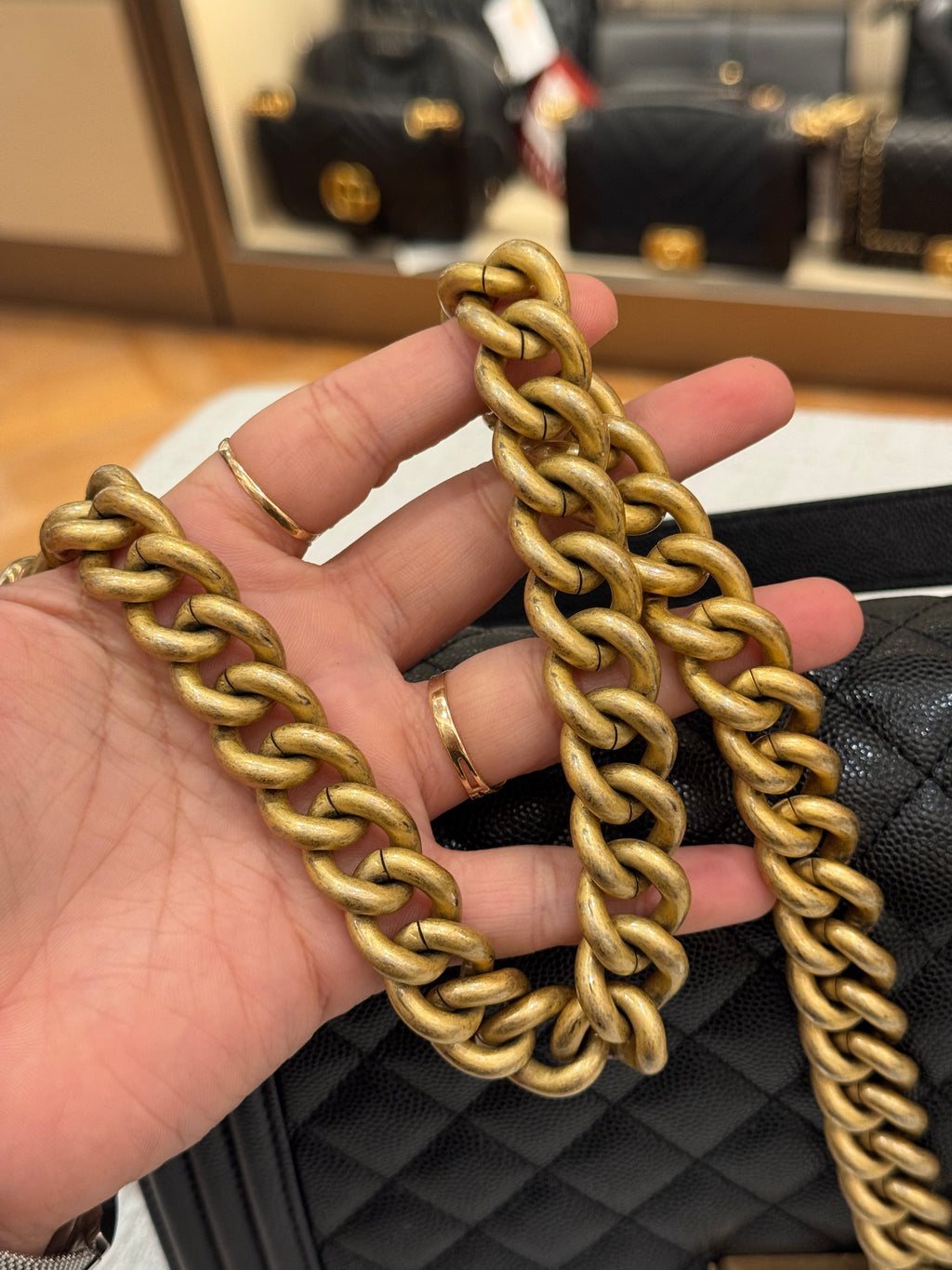 Chanel Boy Caviar Old Meidum Black GHW
