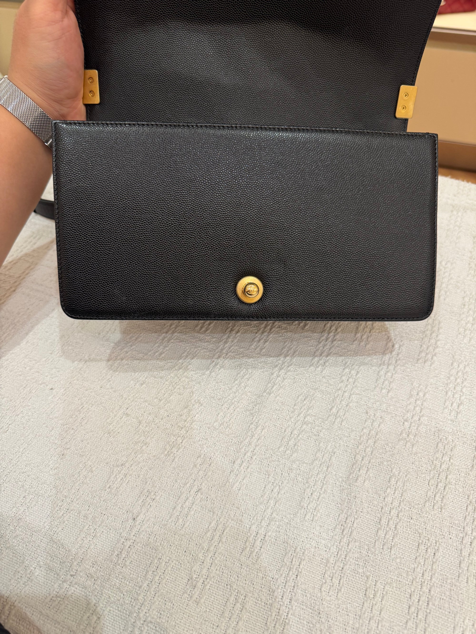 Chanel Boy Caviar Old Meidum Black GHW