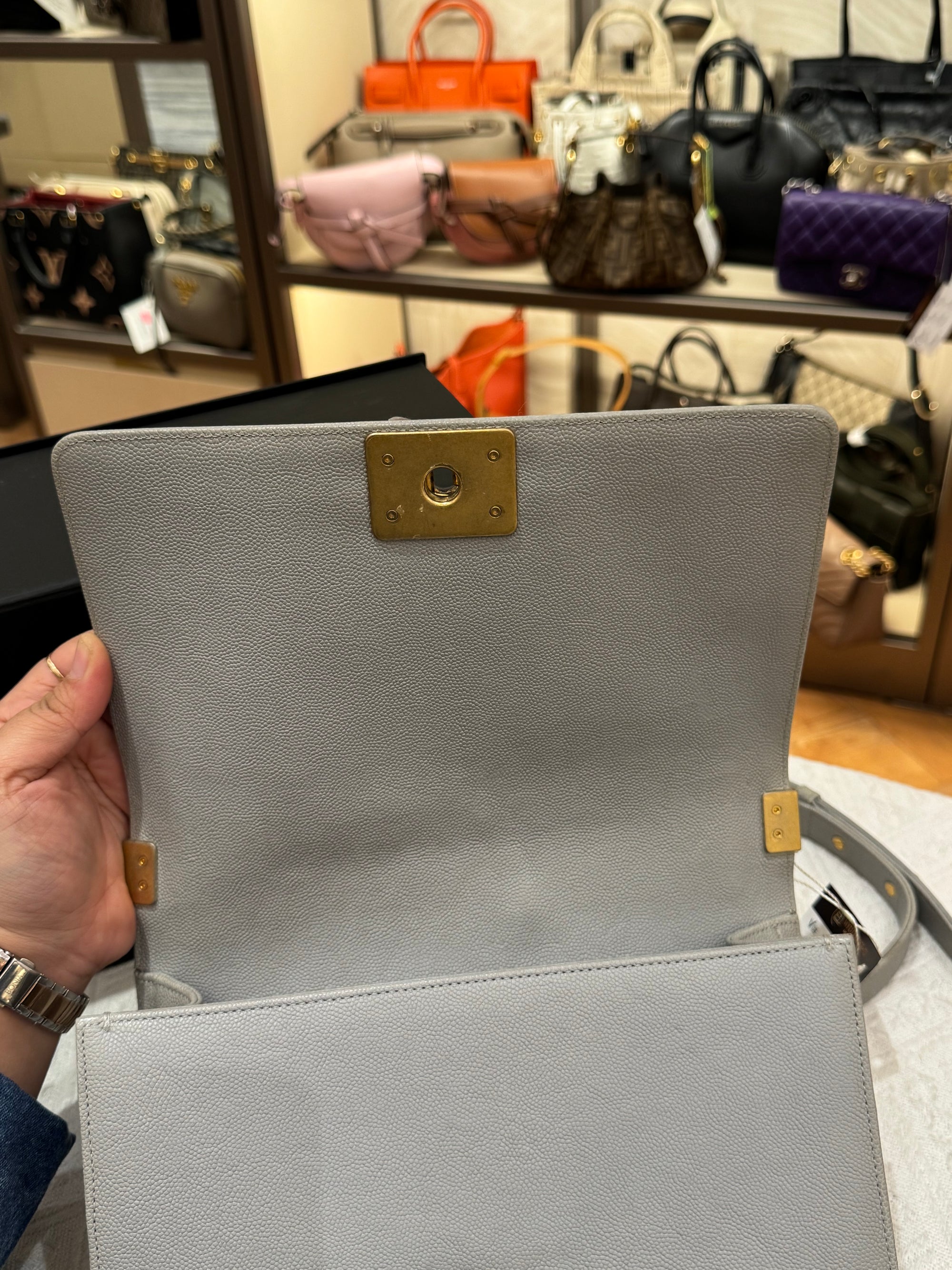 Chanel Boy Medium Light Grey