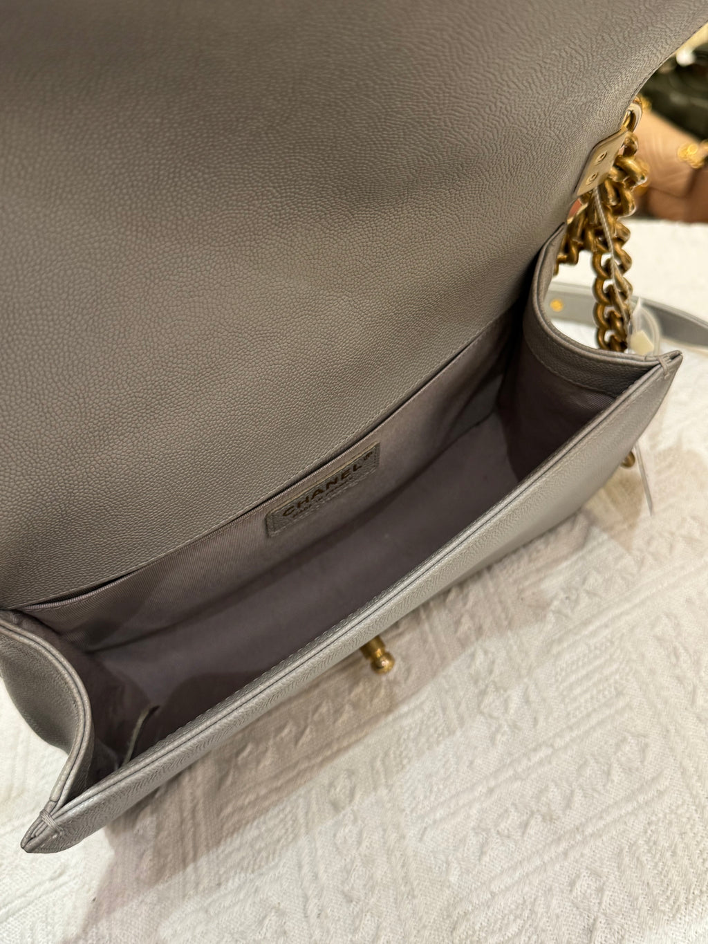 Chanel Boy Medium Light Grey