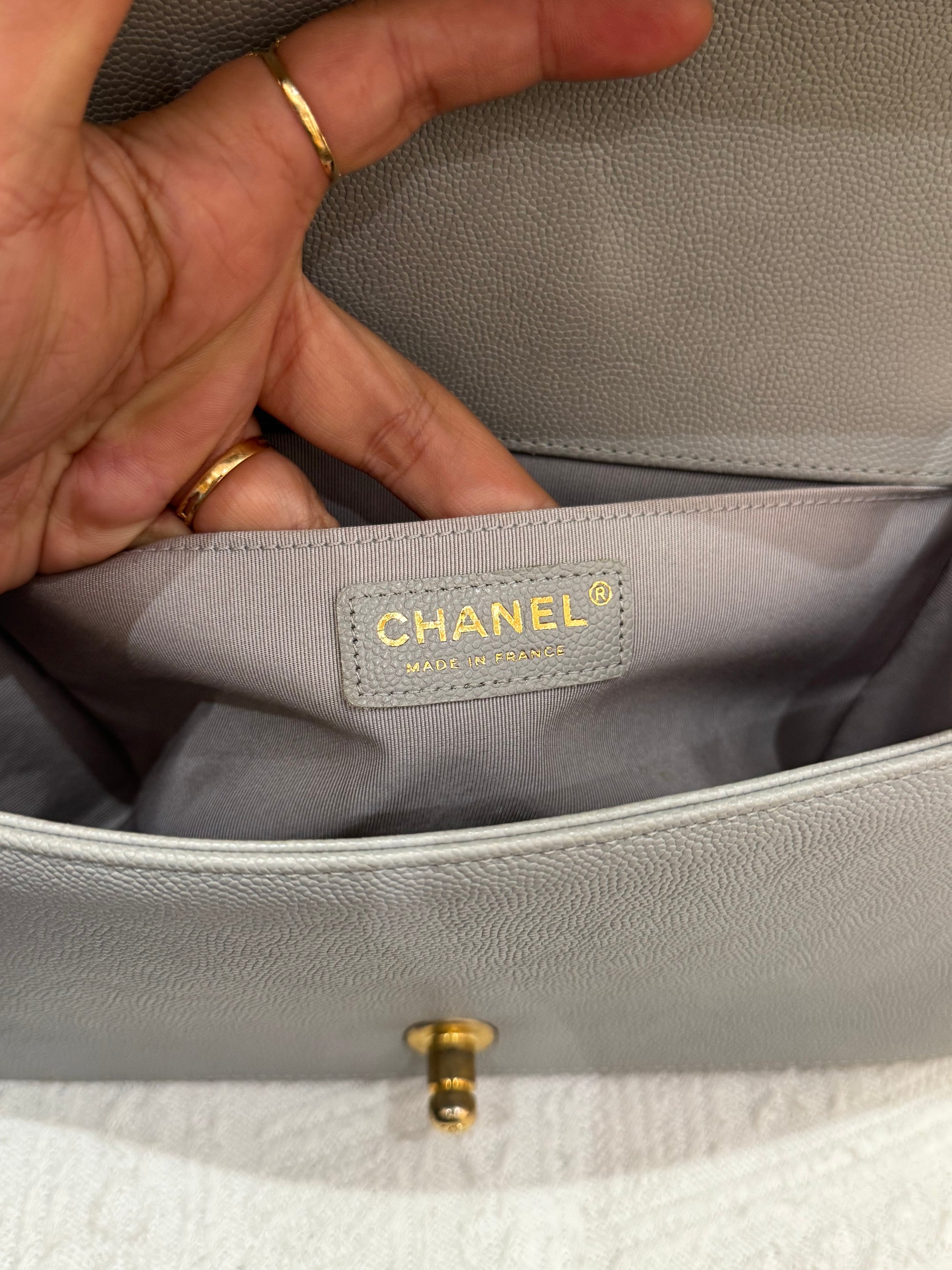 Chanel Boy Medium Light Grey