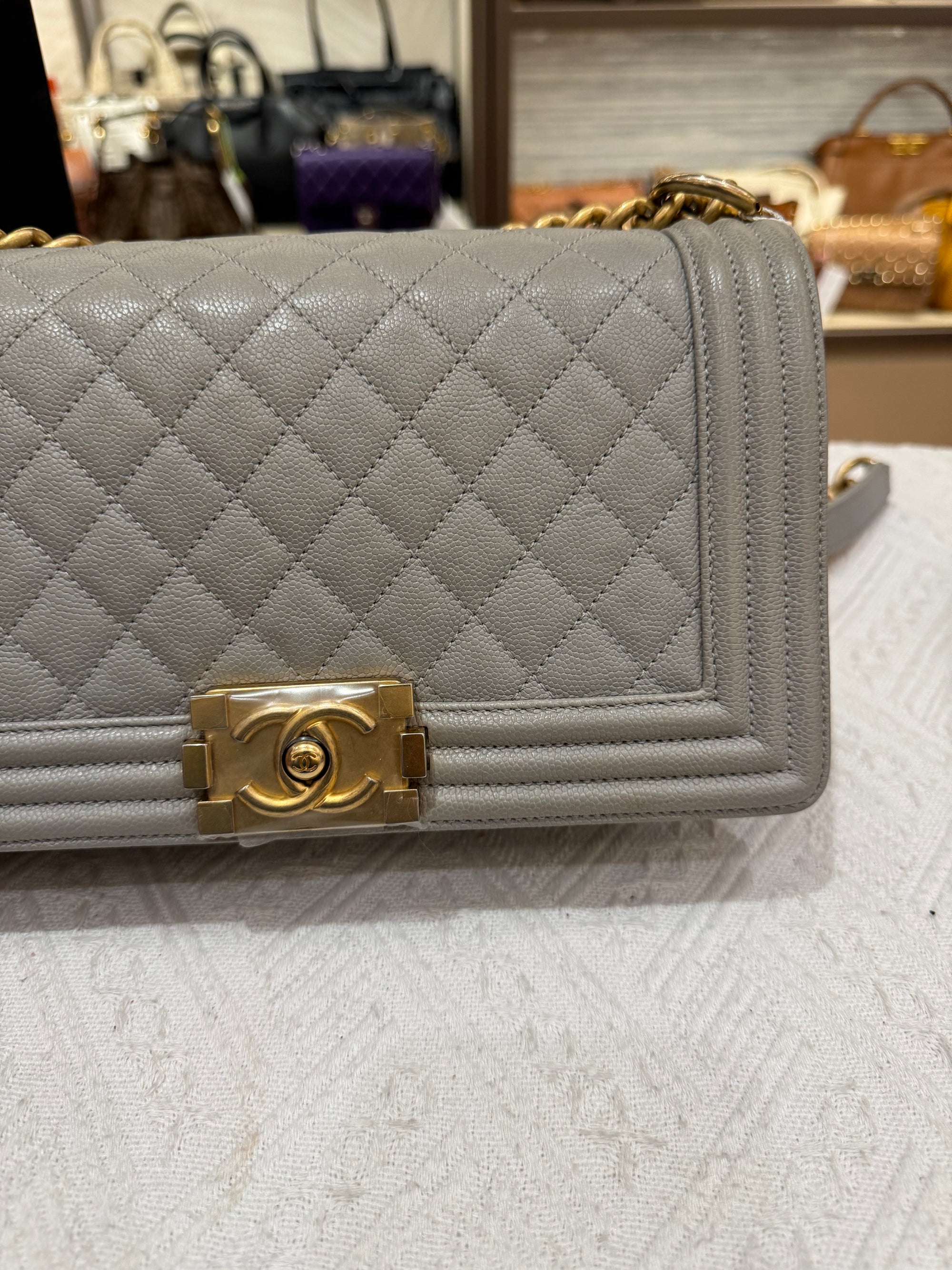 Chanel Boy Medium Light Grey