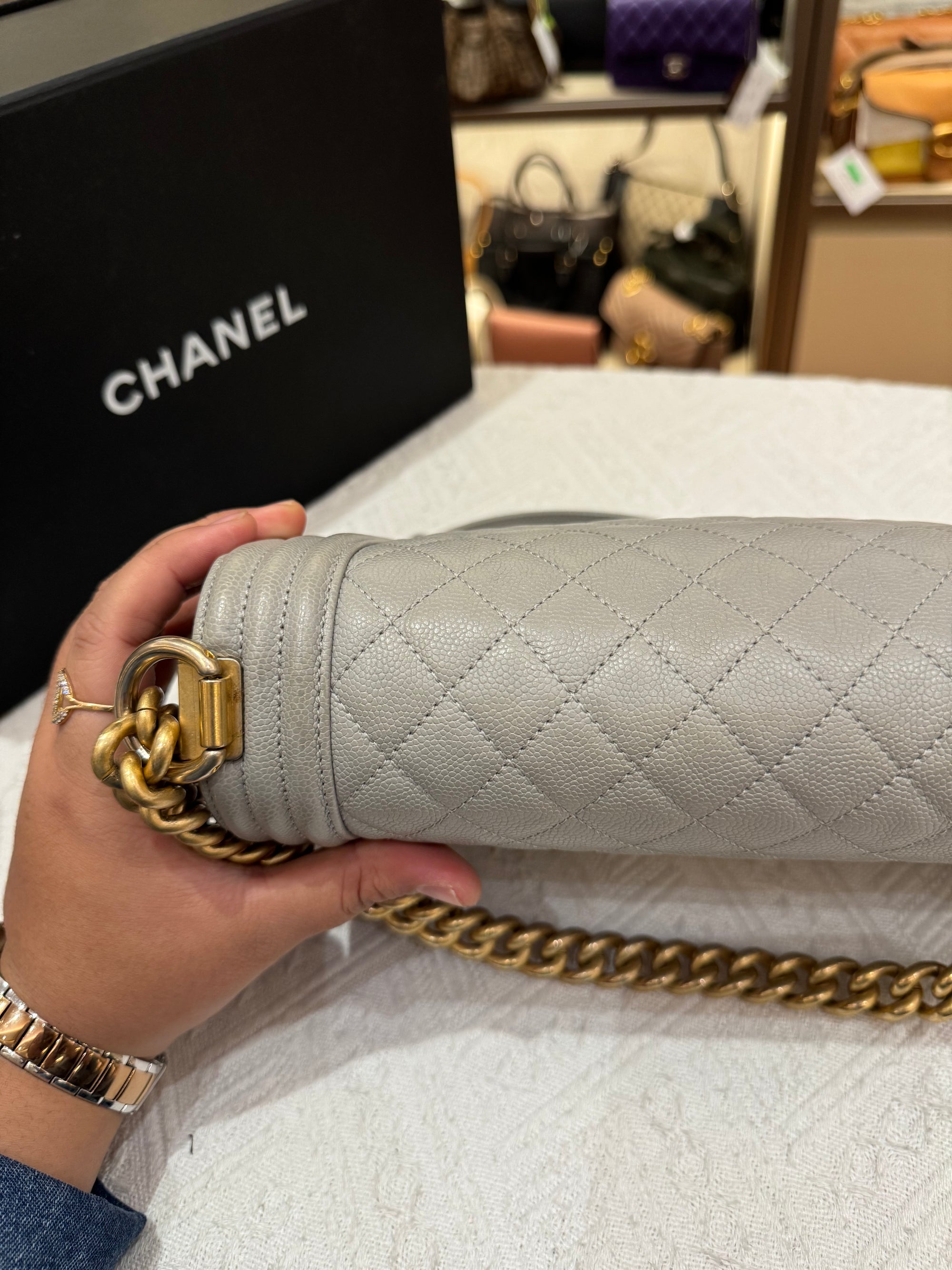 Chanel Boy Medium Light Grey