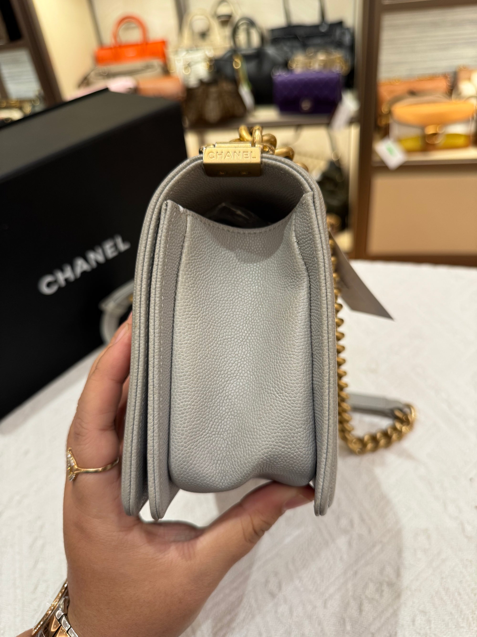 Chanel Boy Medium Light Grey