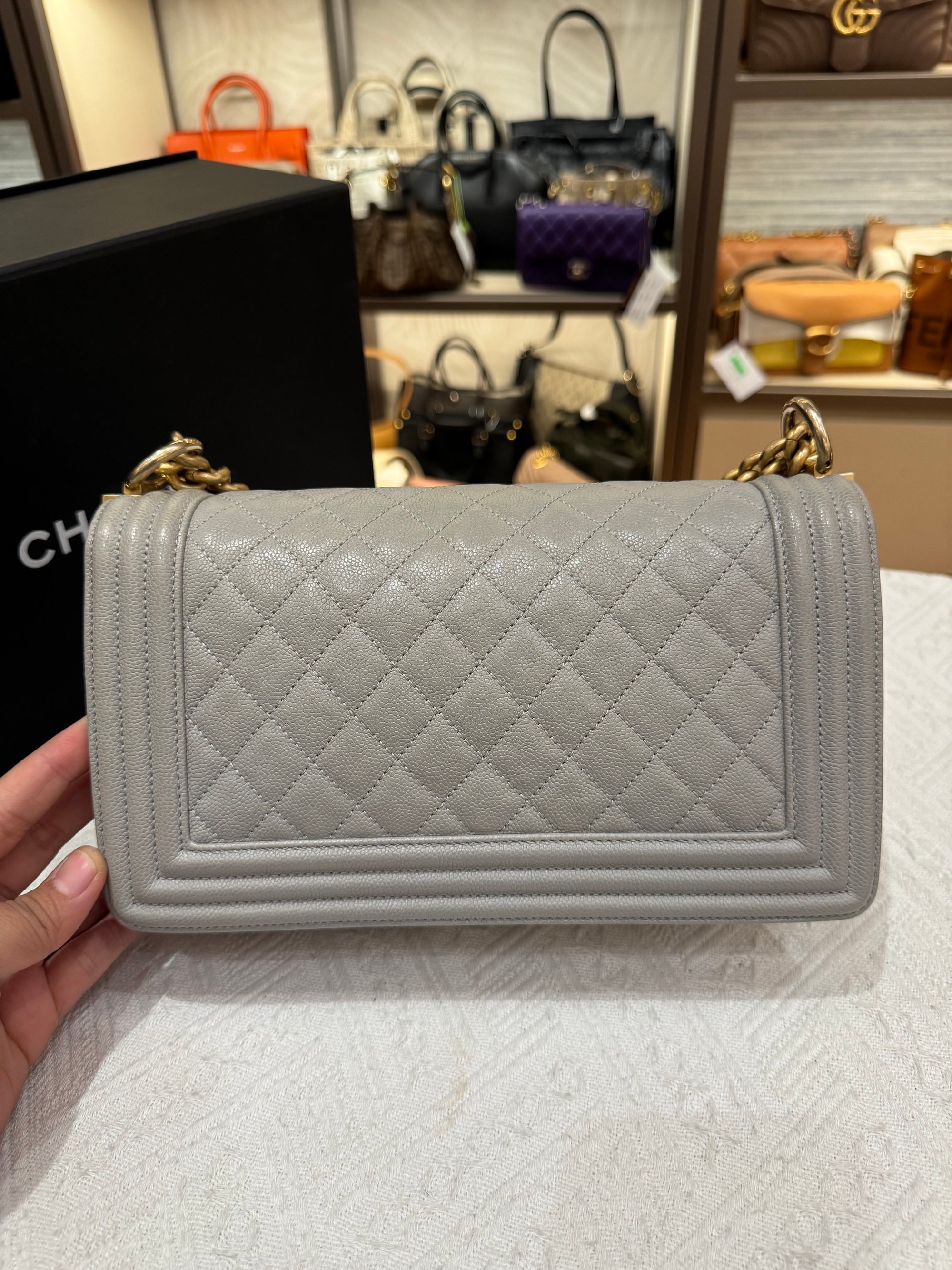 Chanel Boy Medium Light Grey