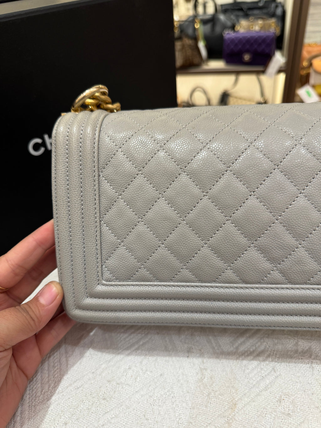 Chanel Boy Medium Light Grey