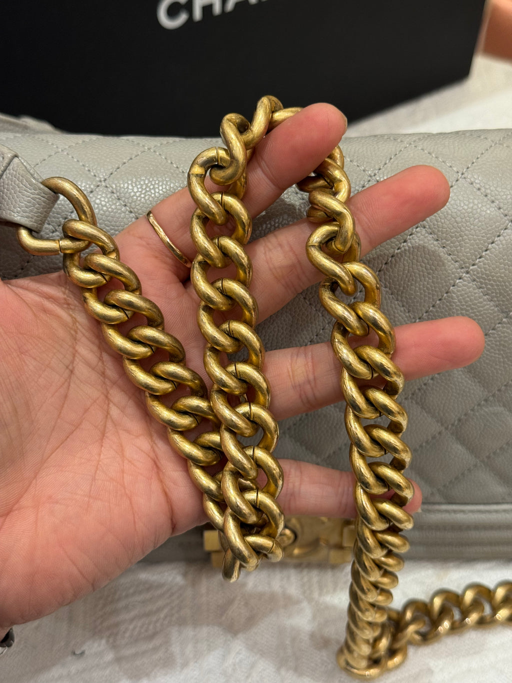 Chanel Boy Medium Light Grey