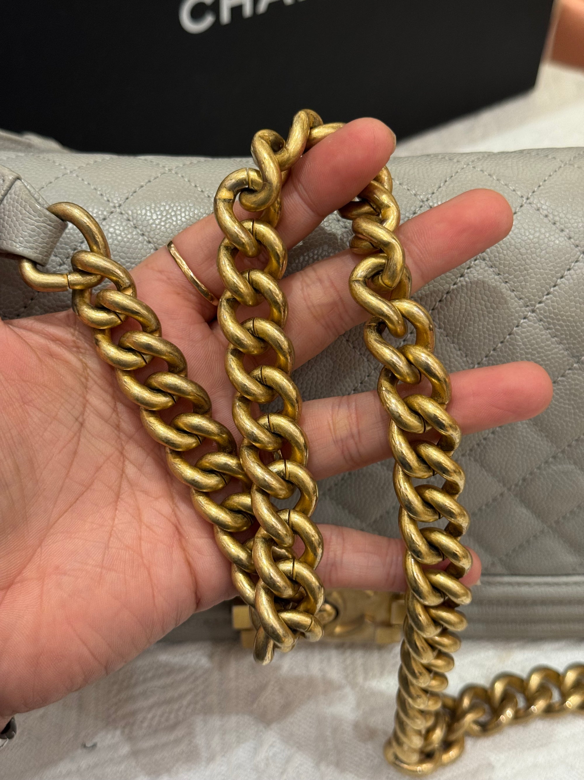 Chanel Boy Medium Light Grey
