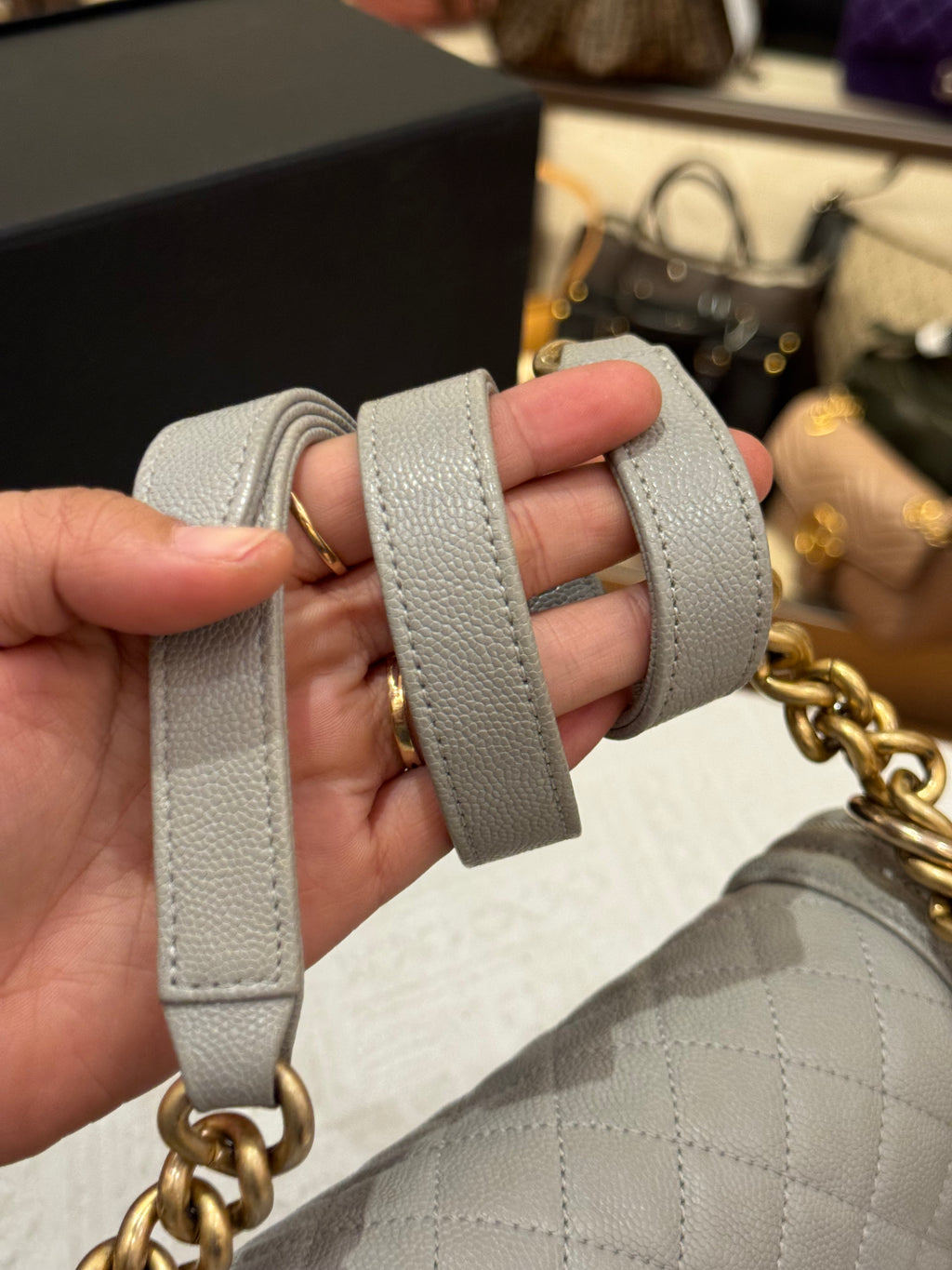 Chanel Boy Medium Light Grey