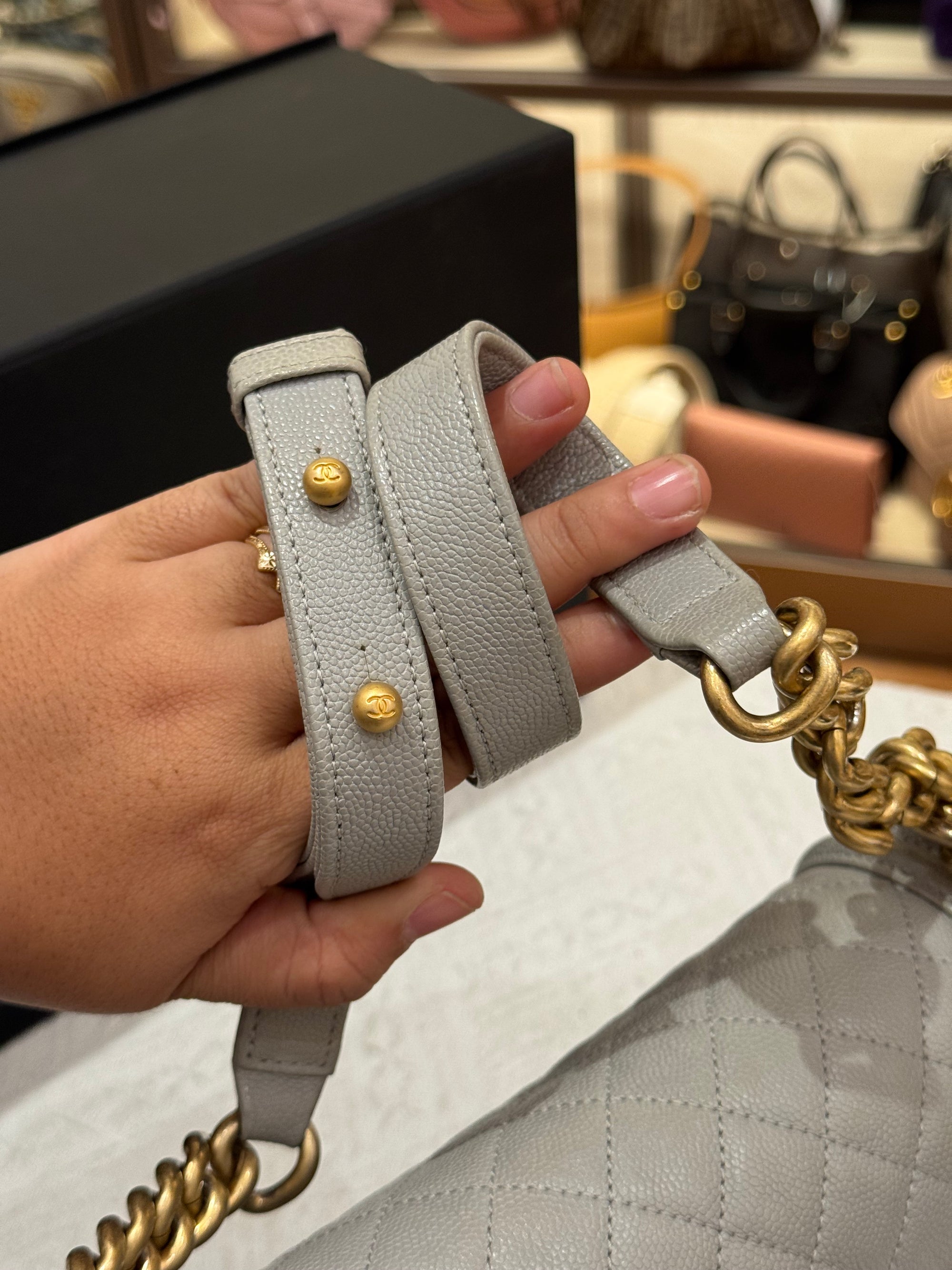 Chanel Boy Medium Light Grey