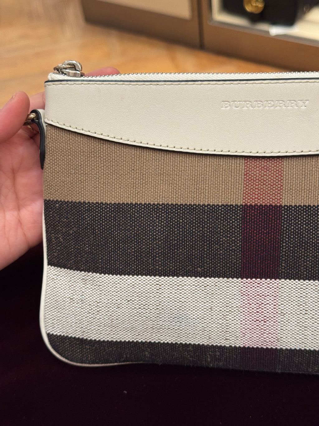 Burberry Check Peyton Crossbody White