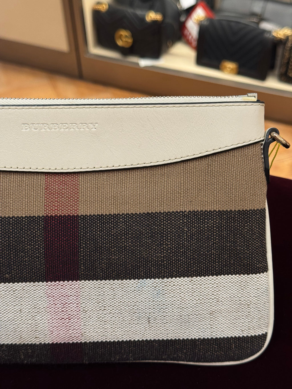 Burberry Check Peyton Crossbody White