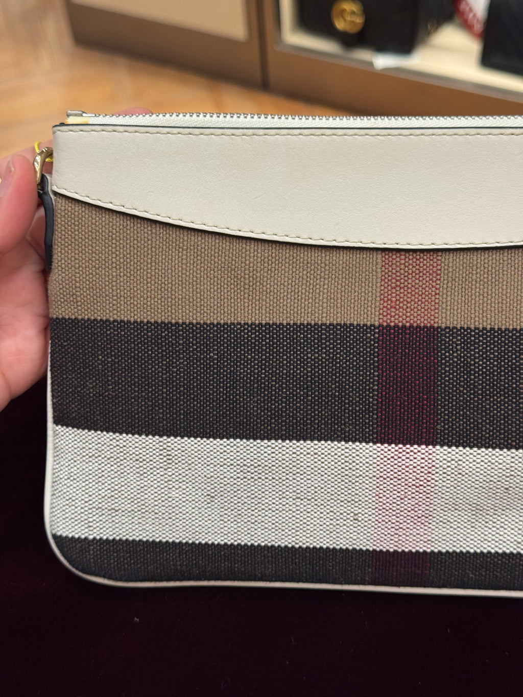 Burberry Check Peyton Crossbody White