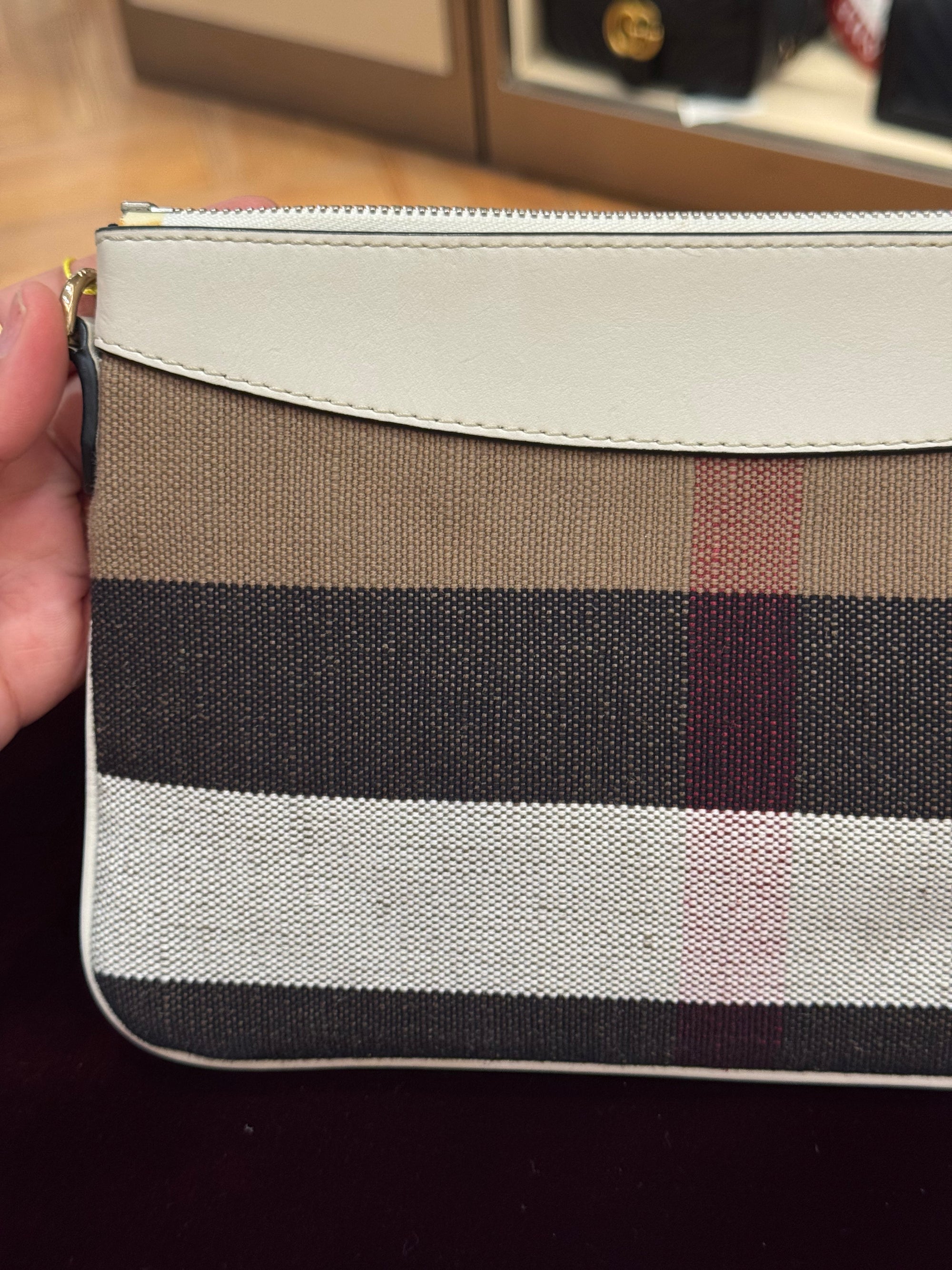 Burberry Check Peyton Crossbody White