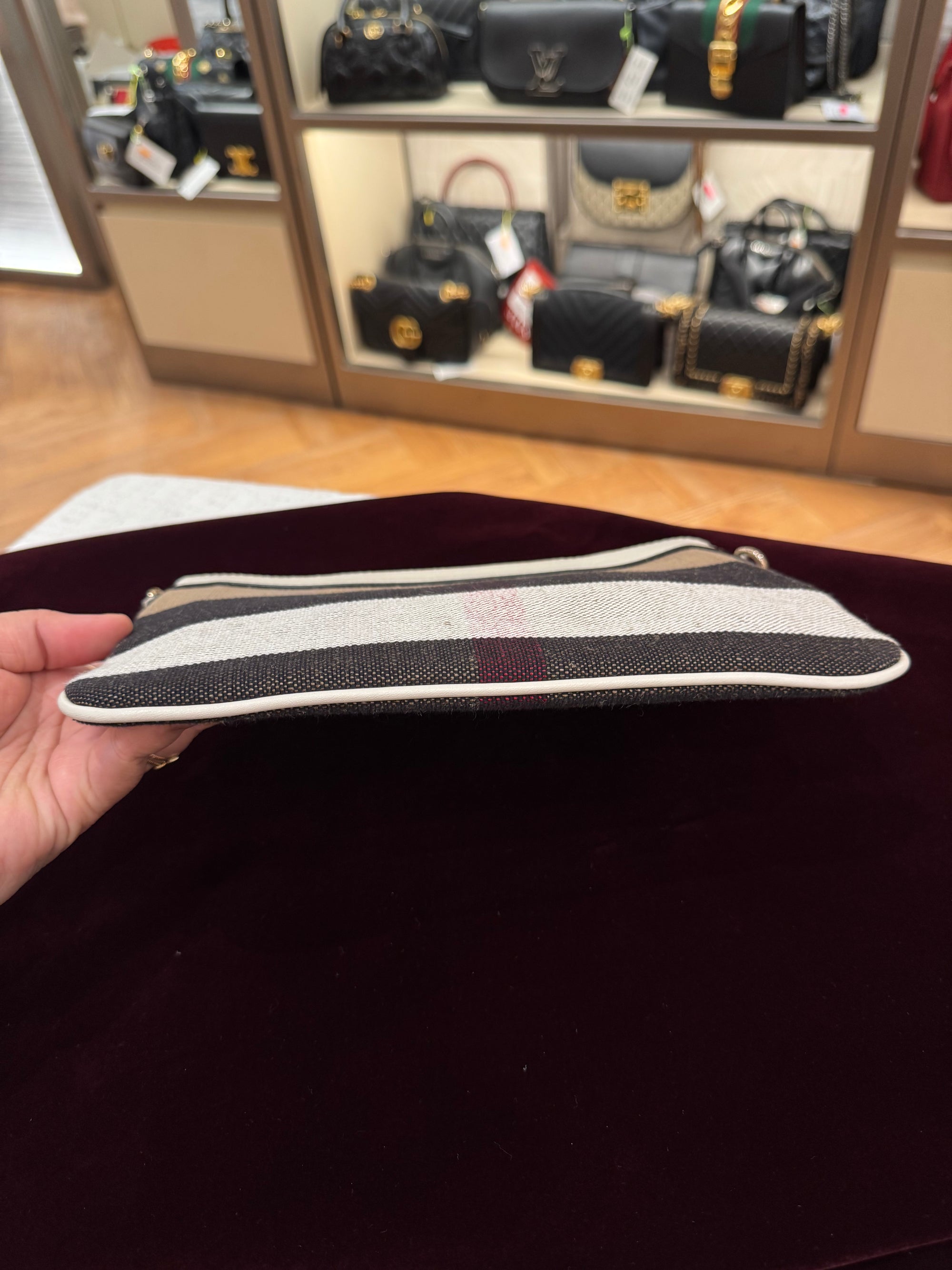 Burberry Check Peyton Crossbody White