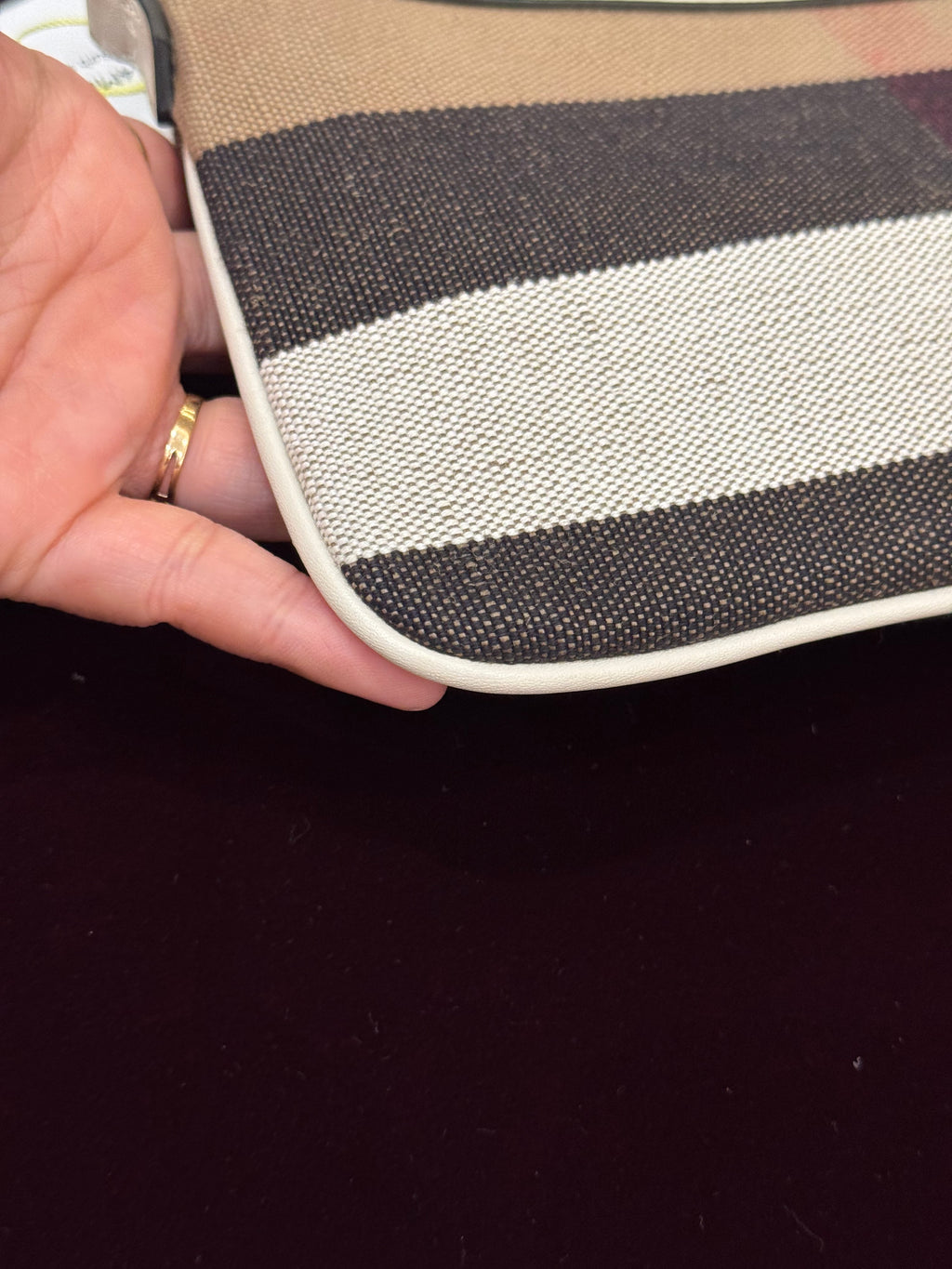 Burberry Check Peyton Crossbody White