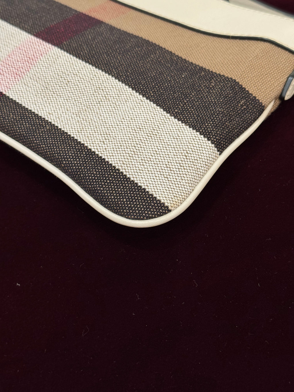 Burberry Check Peyton Crossbody White