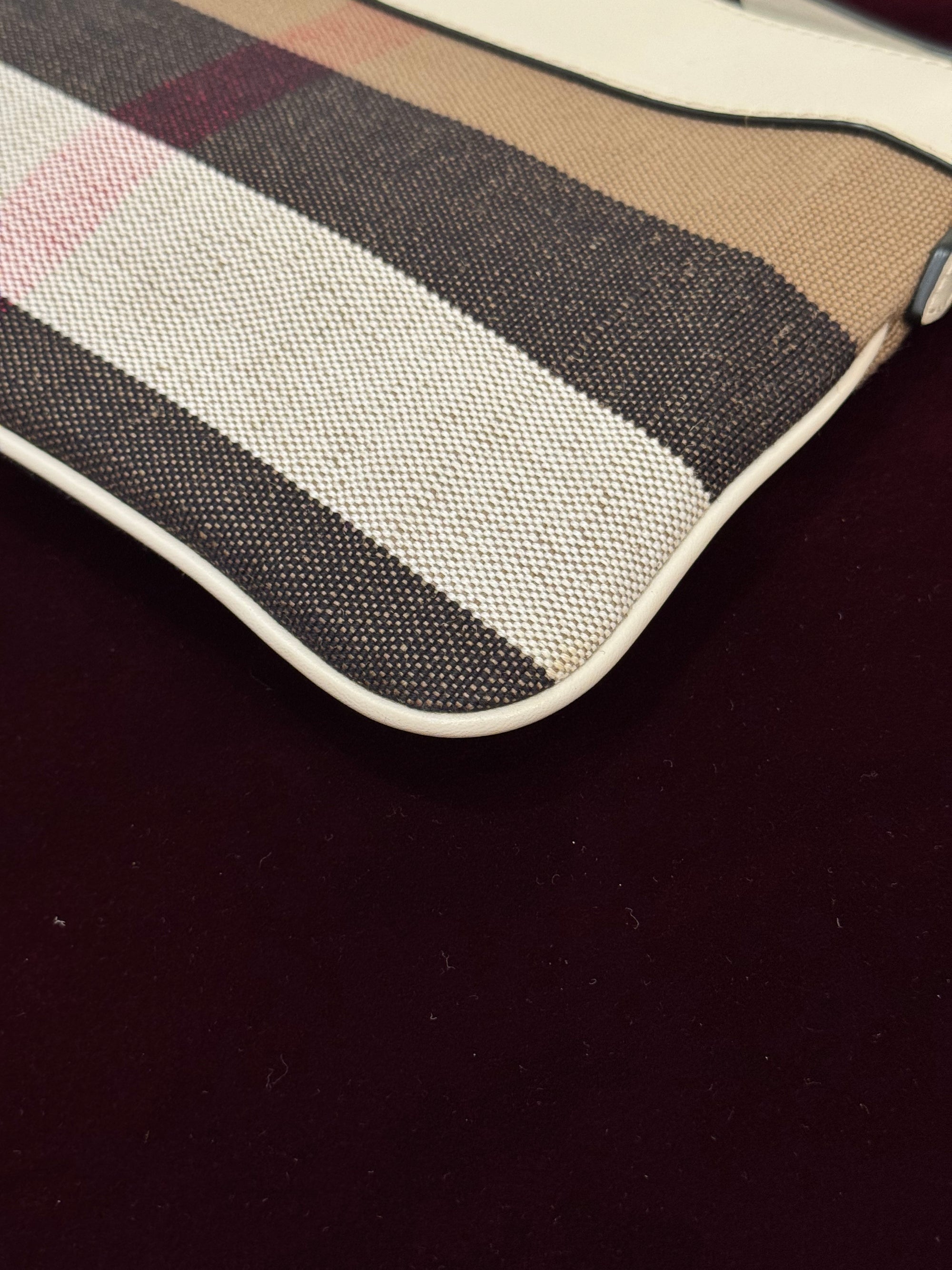 Burberry Check Peyton Crossbody White