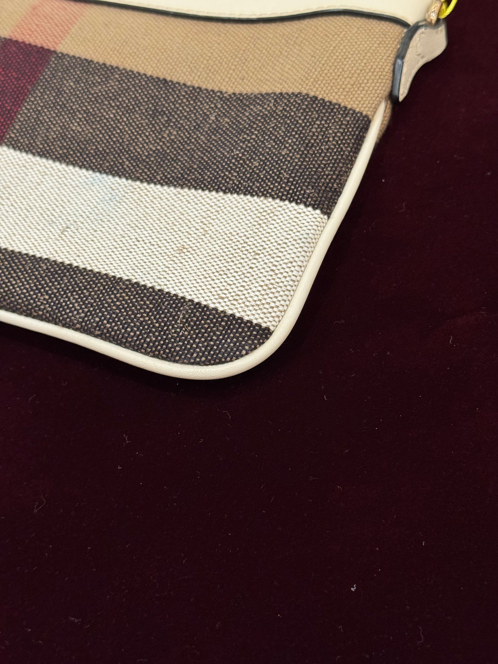 Burberry Check Peyton Crossbody White
