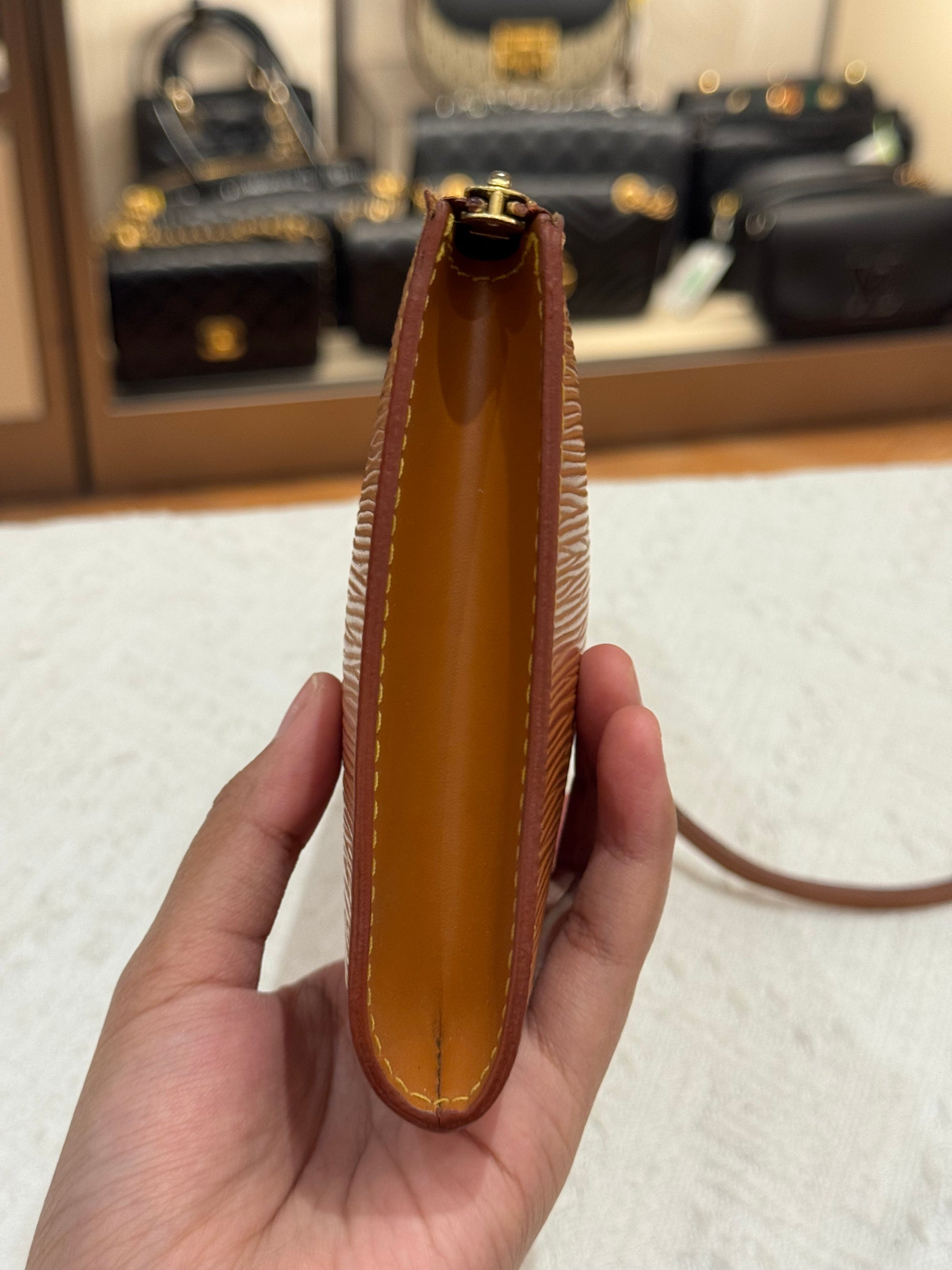 Louis Vuitton Pouchette Epi Leather Gold