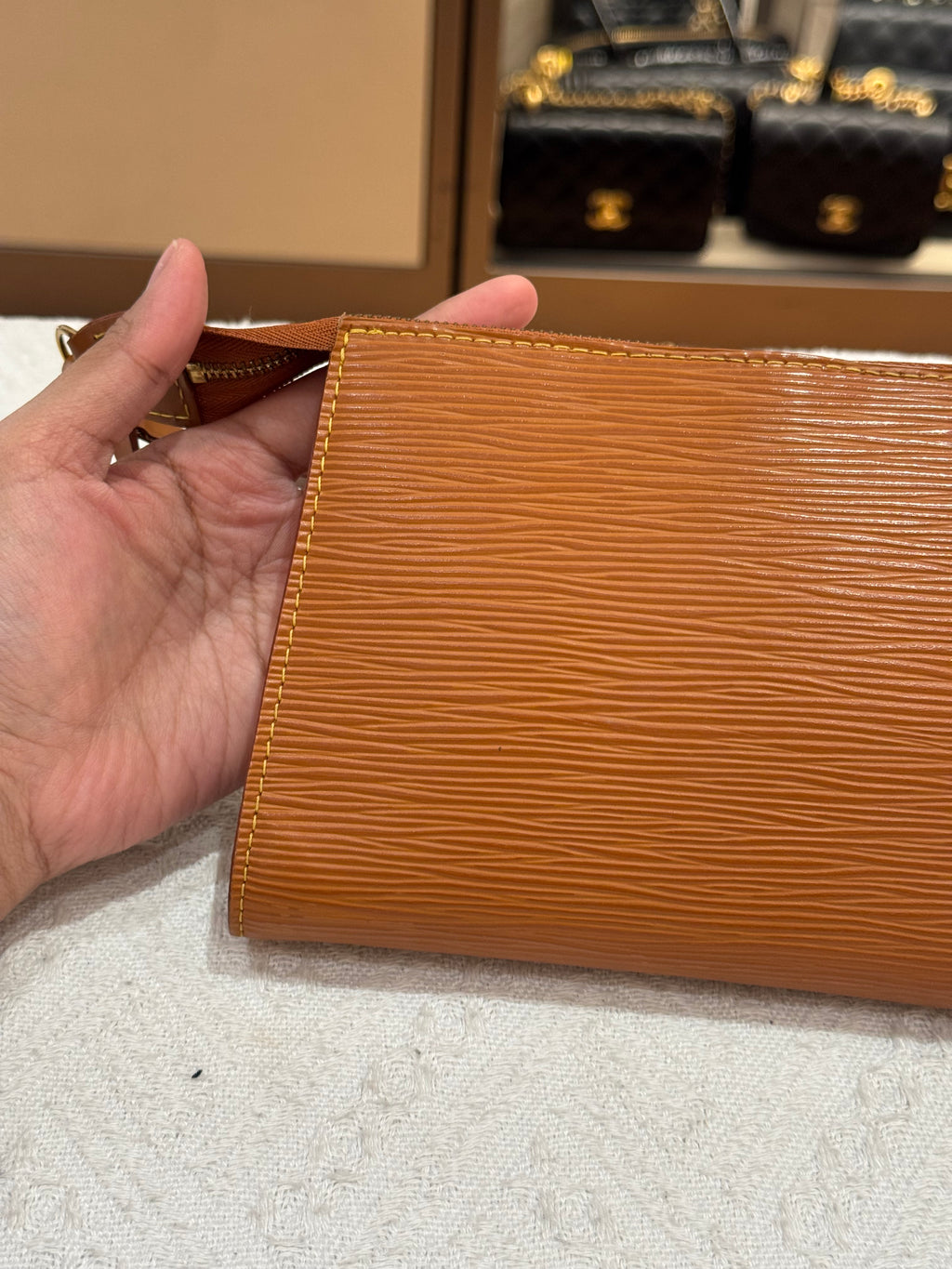 Louis Vuitton Pouchette Epi Leather Gold
