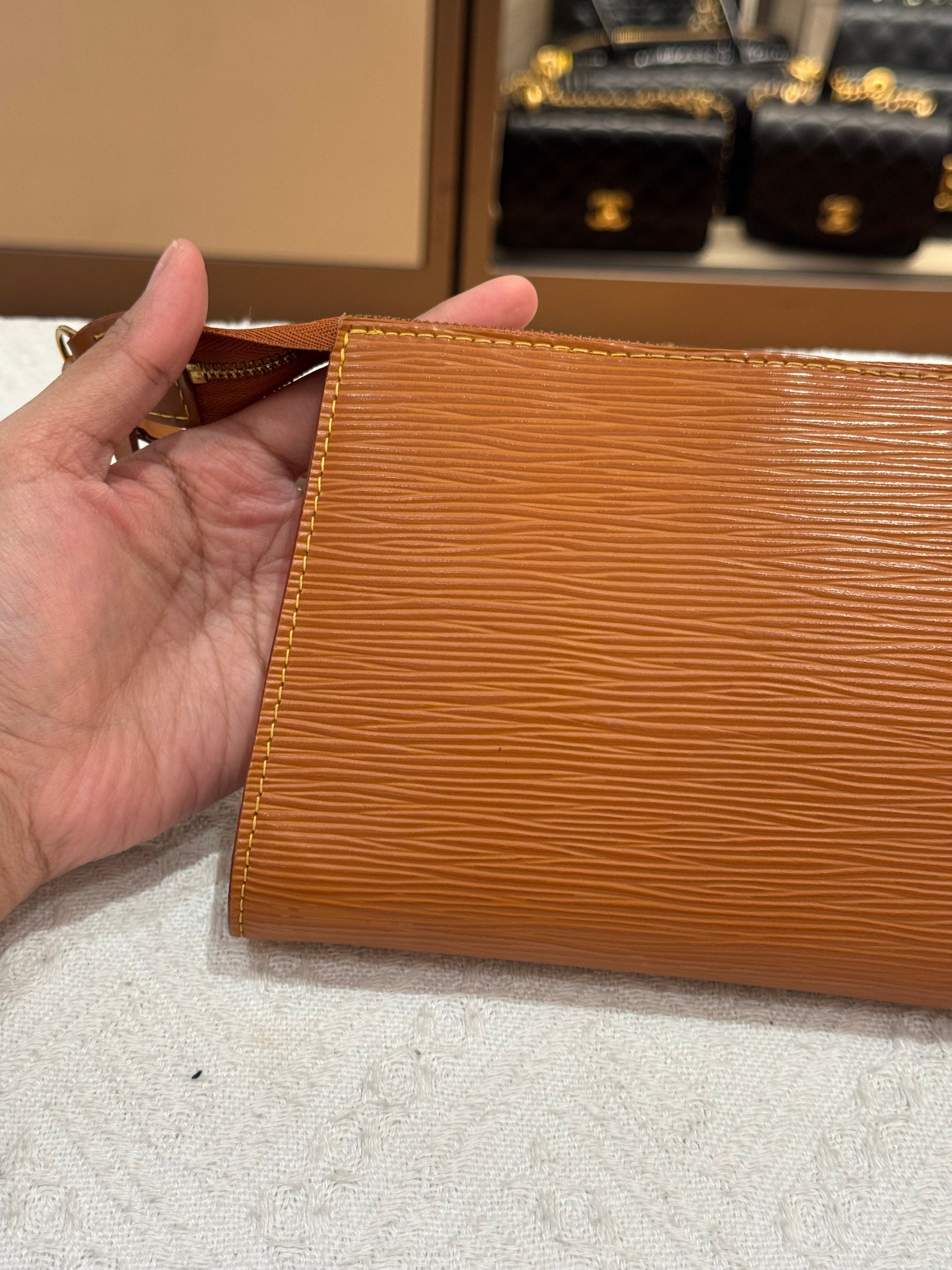 Louis Vuitton Pouchette Epi Leather Gold