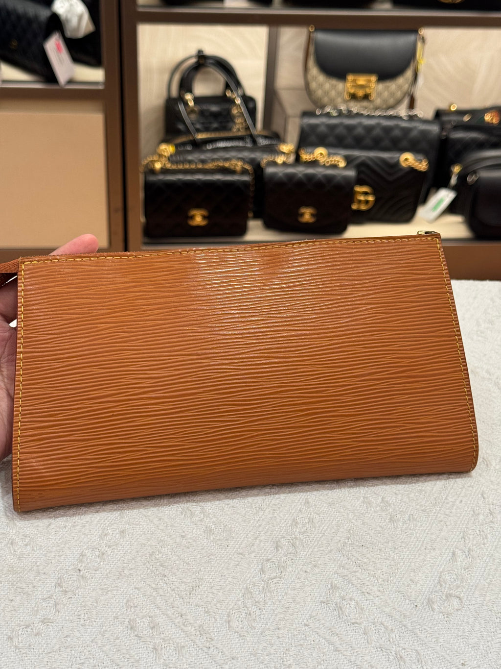 Louis Vuitton Pouchette Epi Leather Gold