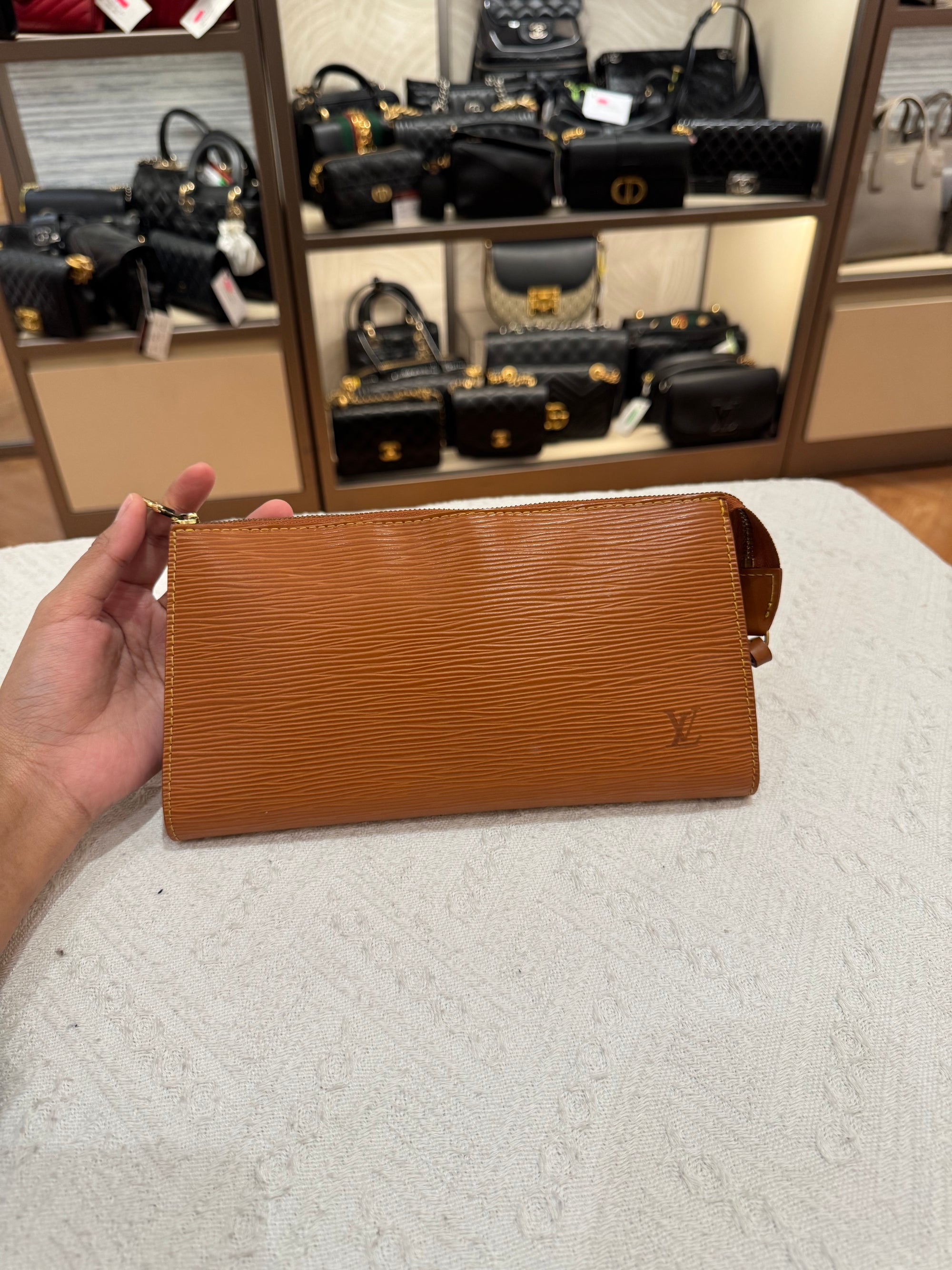 Louis Vuitton Pouchette Epi Leather Gold