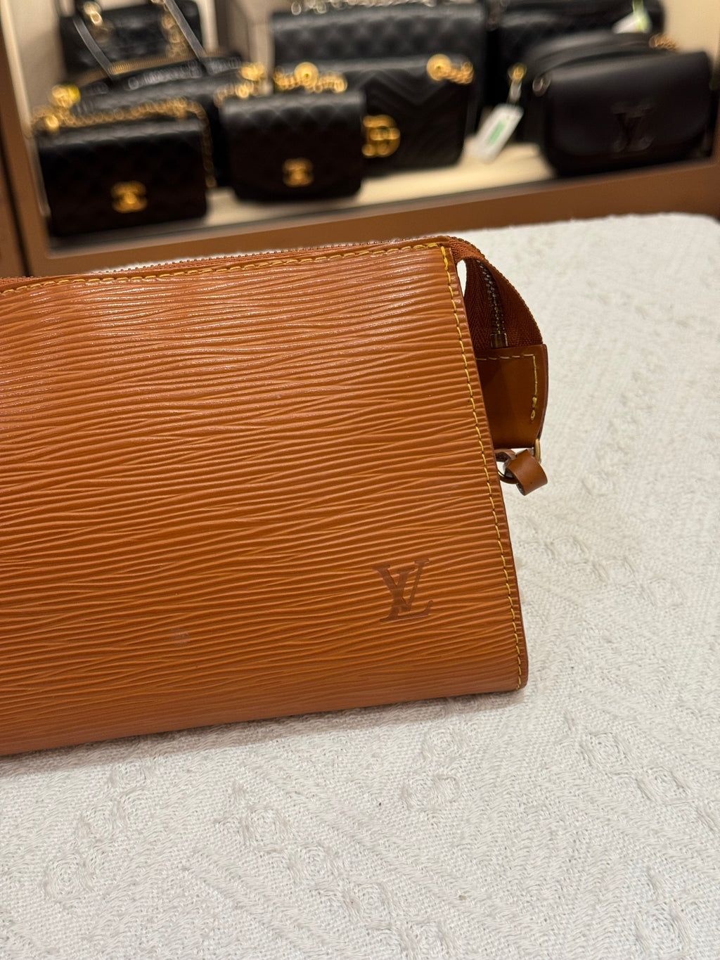Louis Vuitton Pouchette Epi Leather Gold
