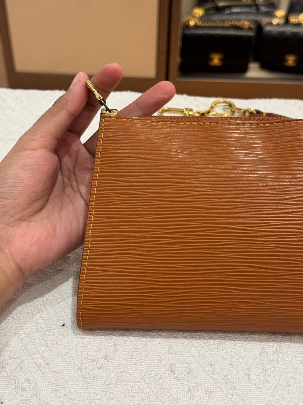 Louis Vuitton Pouchette Epi Leather Gold