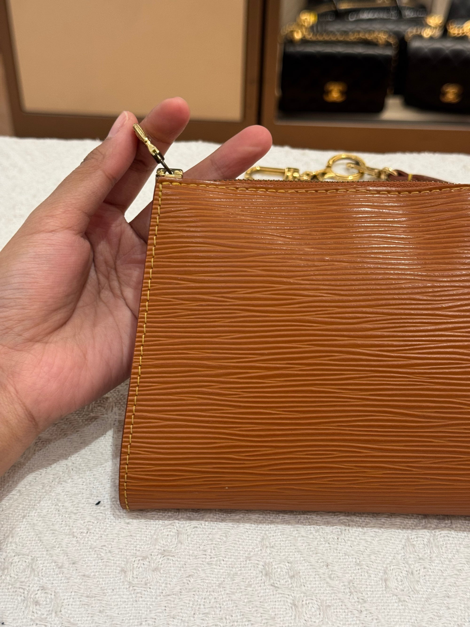 Louis Vuitton Pouchette Epi Leather Gold