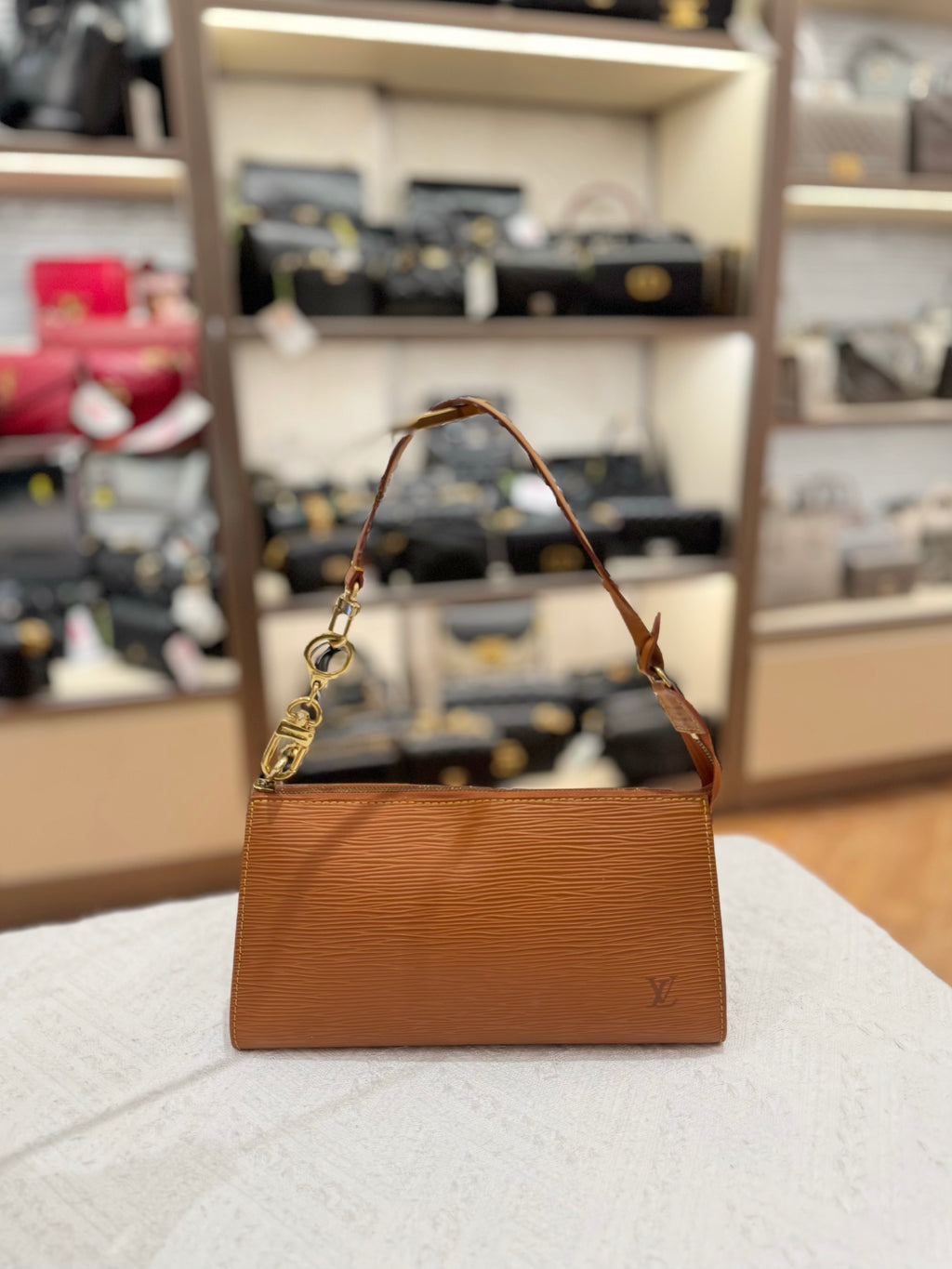 Louis Vuitton Pouchette Epi Leather Gold