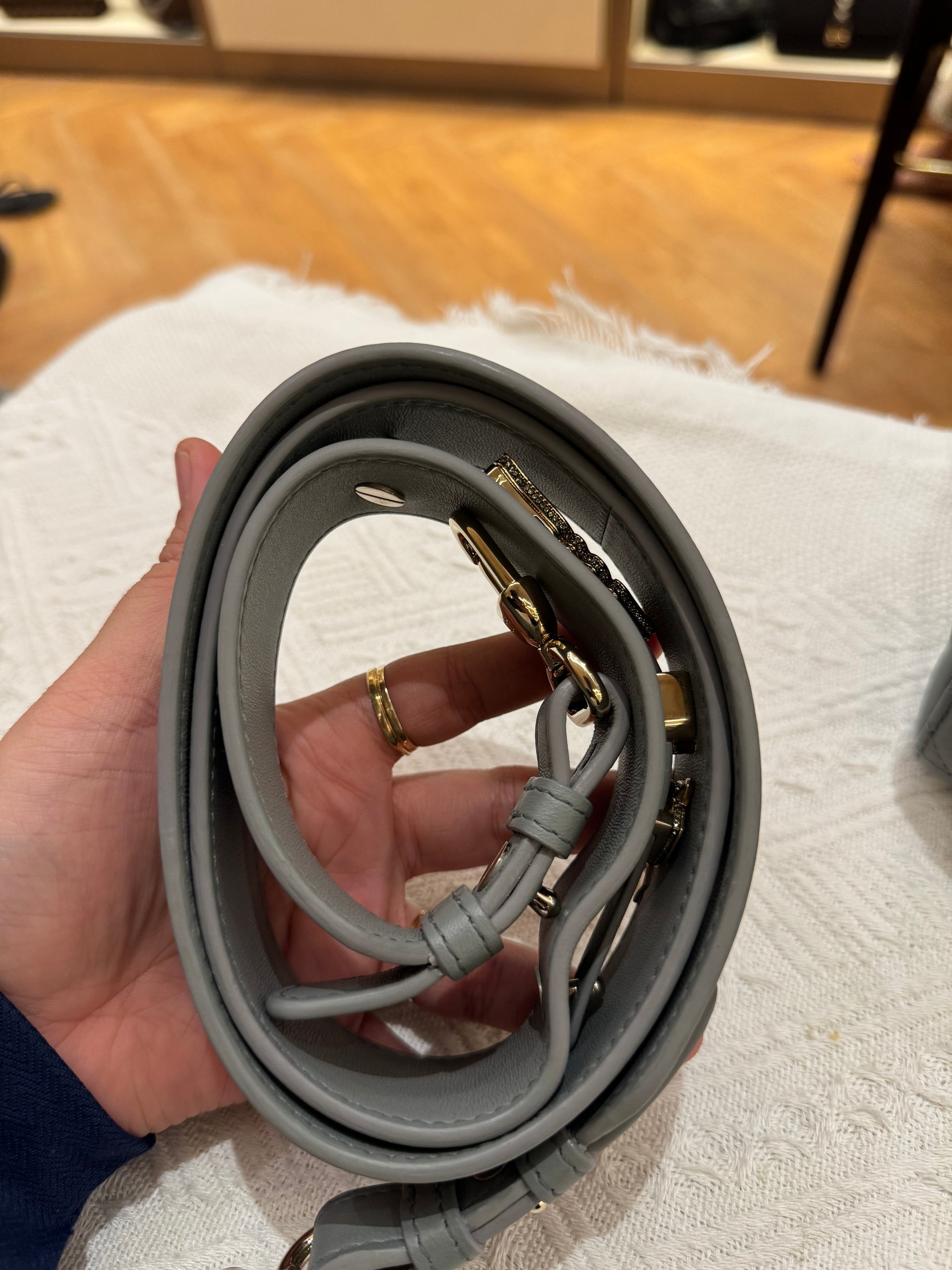 Lady Dior Small Grey Strap Pin