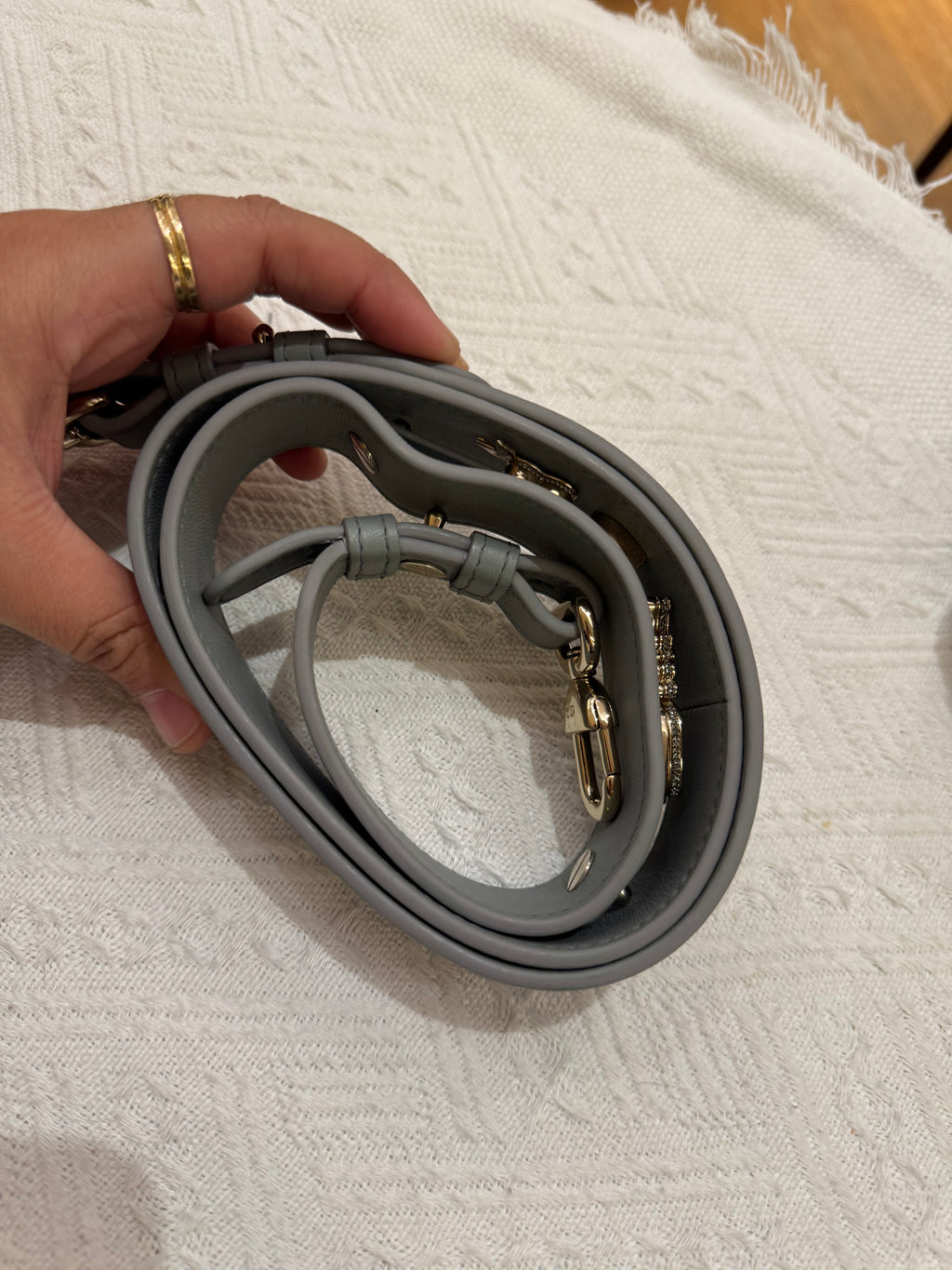 Lady Dior Small Grey Strap Pin