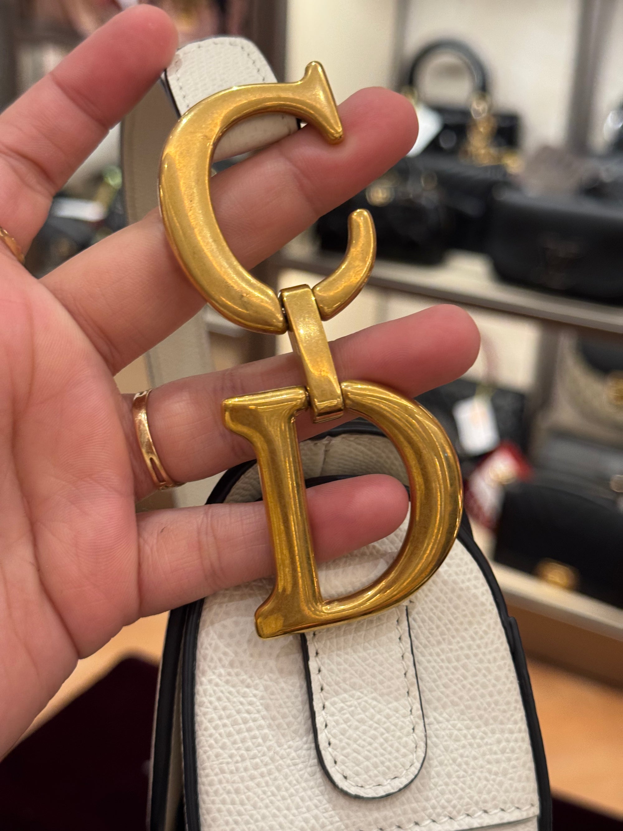 Dior Saddle Medium White GHW
