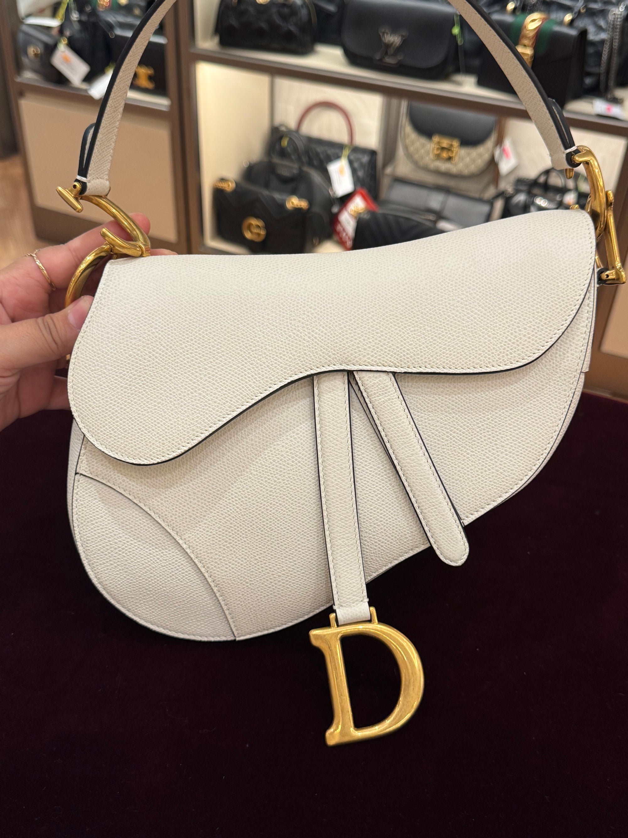Dior Saddle Medium White GHW