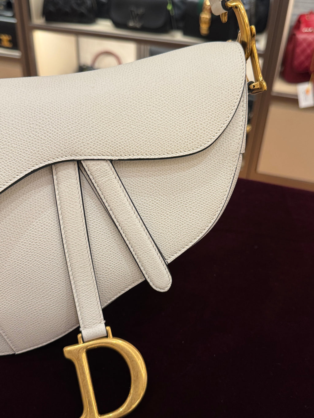 Dior Saddle Medium White GHW