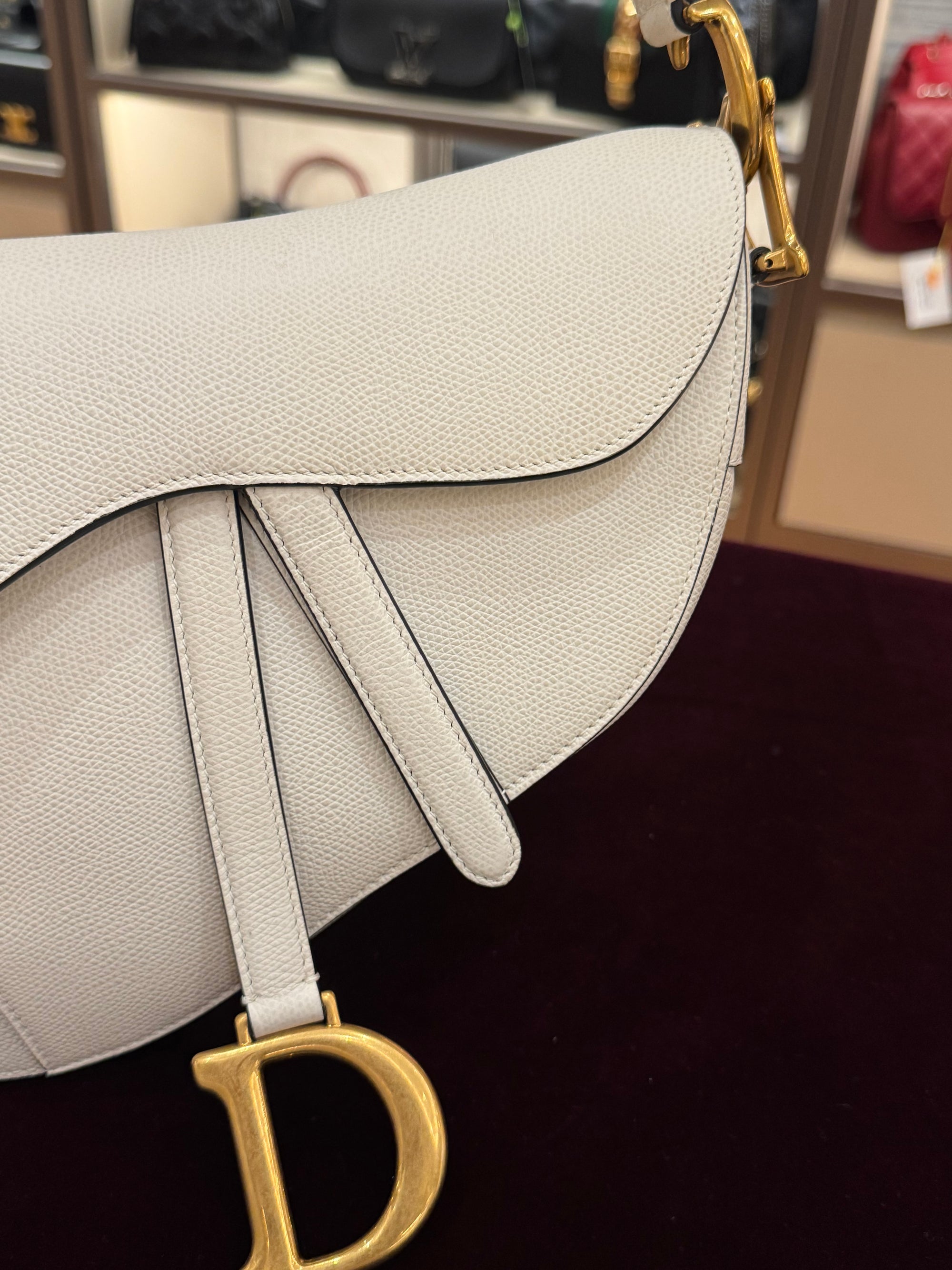 Dior Saddle Medium White GHW