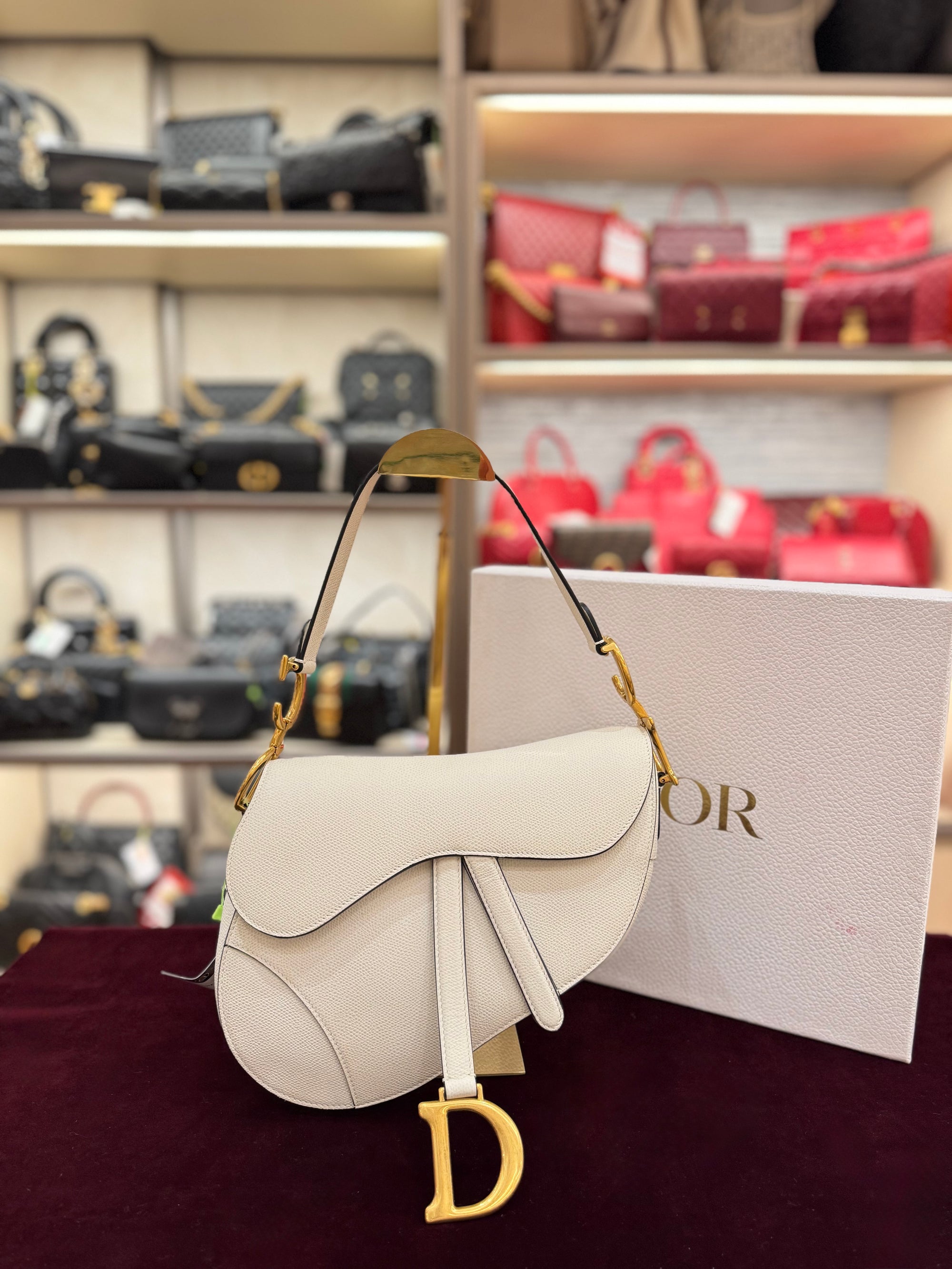 Dior Saddle Medium White GHW